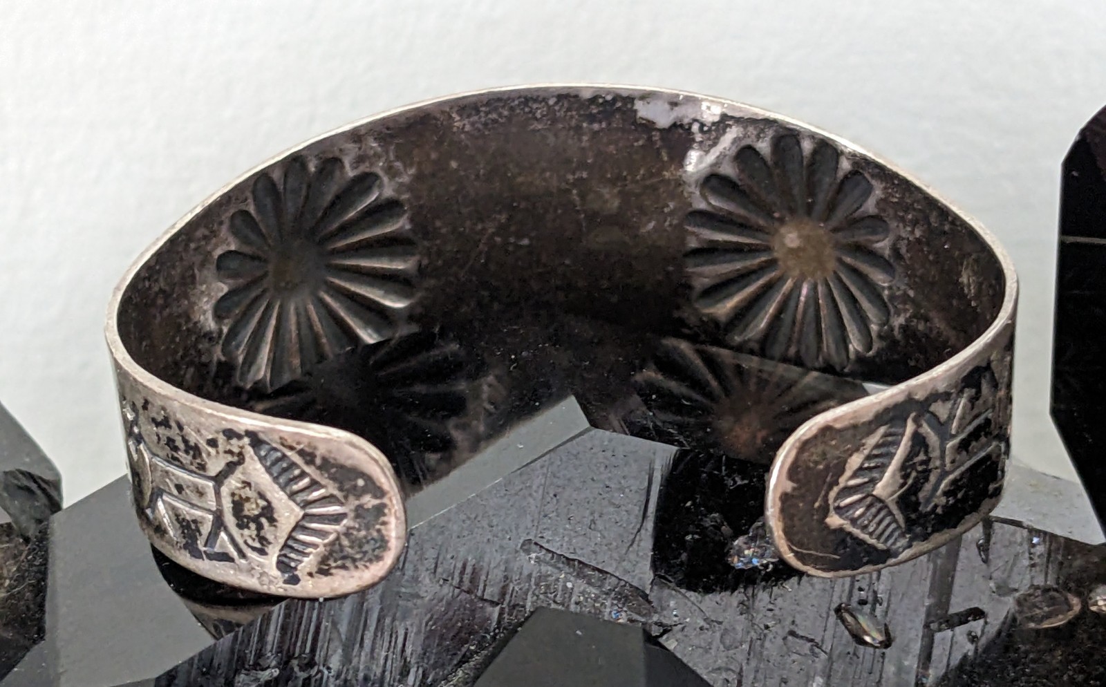 Fred Harvey Era Navajo Stamped Silver Cuff Bracelet