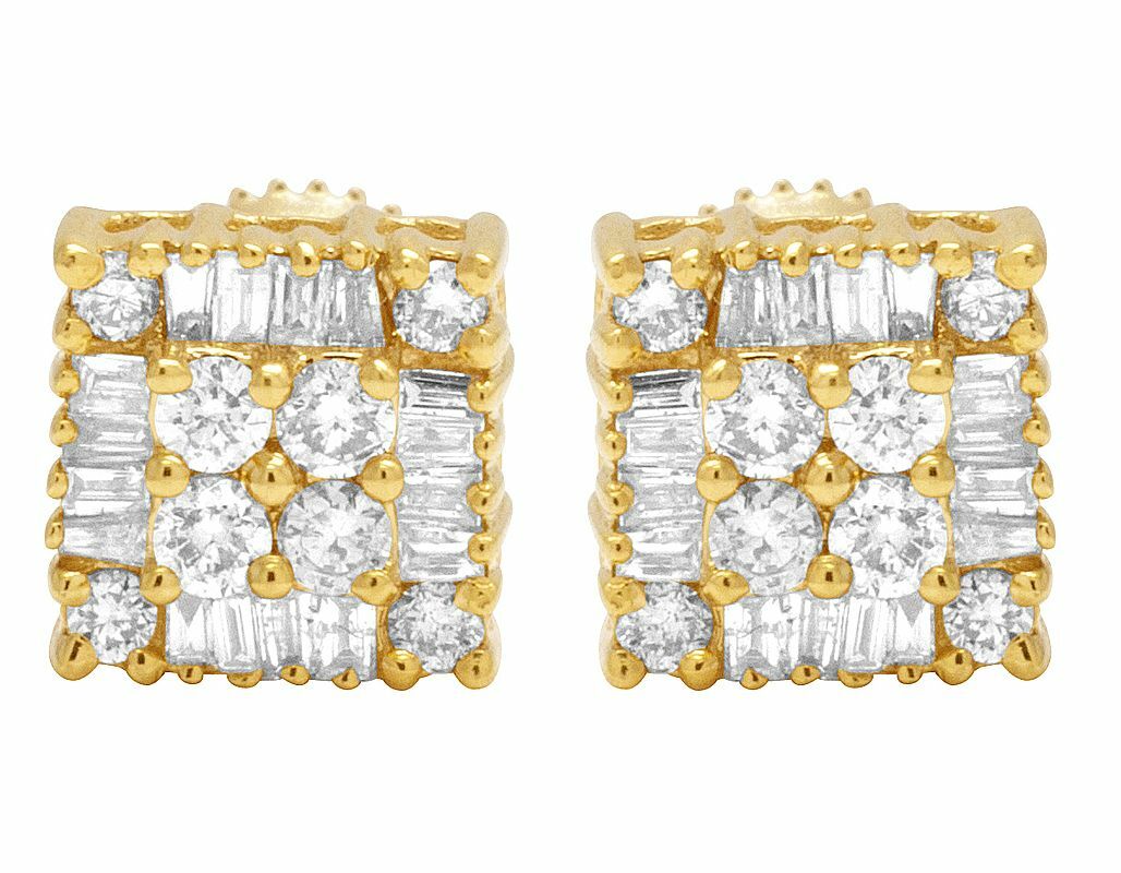 2ct Lab-Created Moissanite Square Shape Women Stud Earrings Yellow Gold Plated