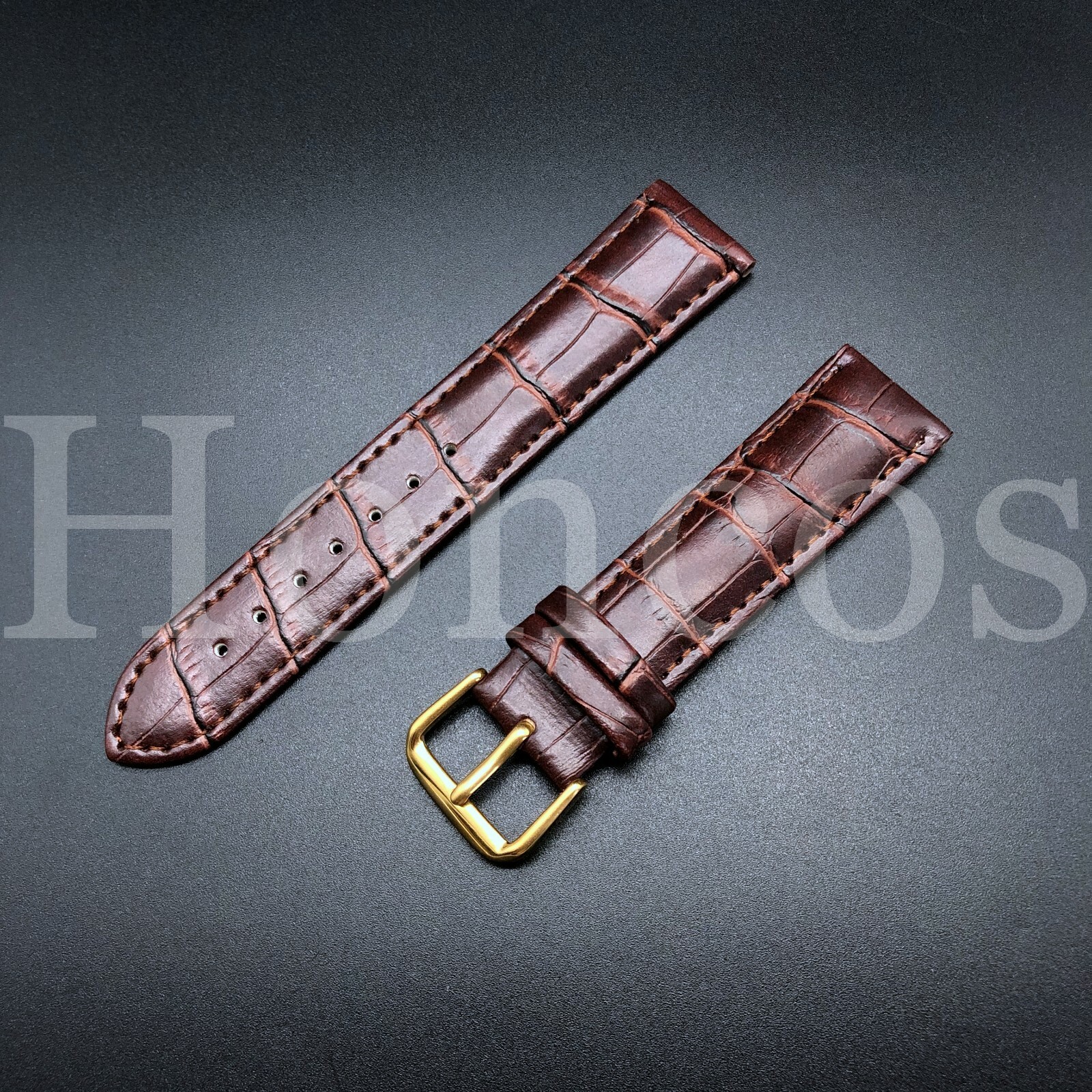 Genuine Leather 18 mm Brown Alligator Watch Band Strap GOLD BUCKLE Fits Michele