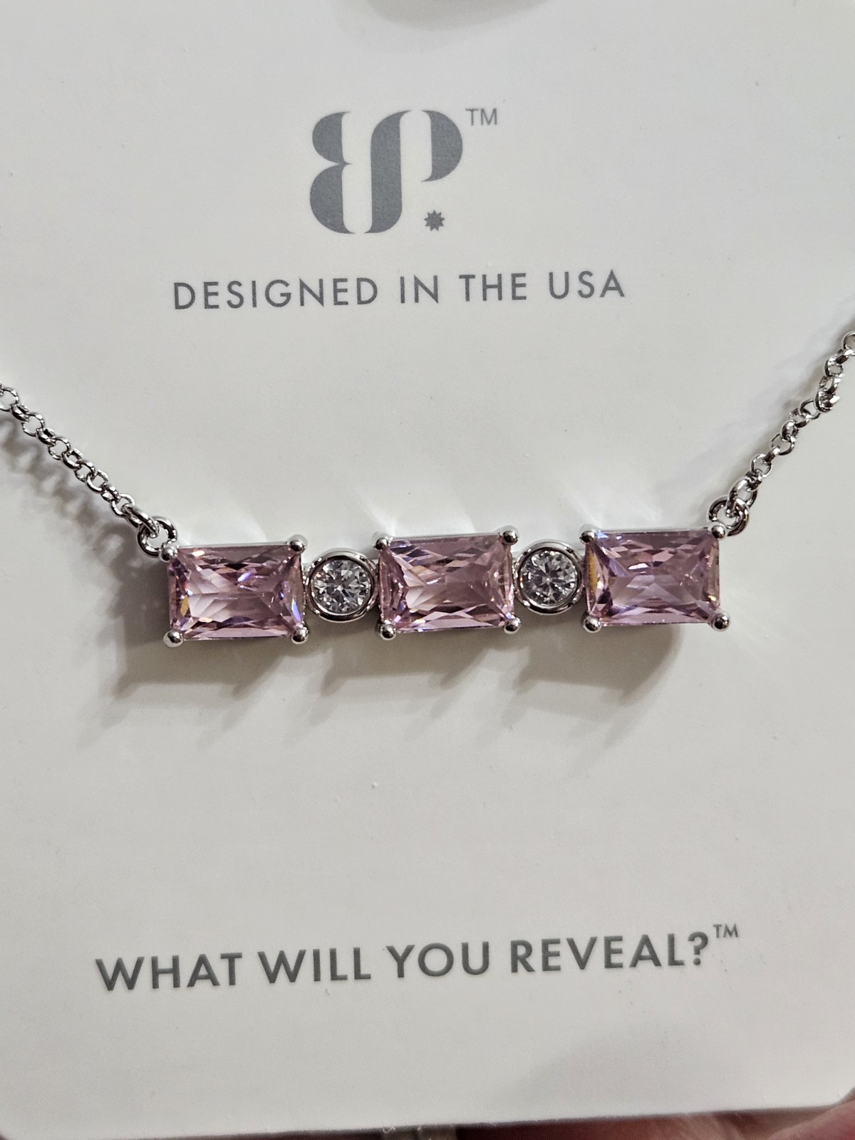 Bomb Party Necklace You Light Me Up Rose Quartz Cz On Rhodium Plating Rbp8956