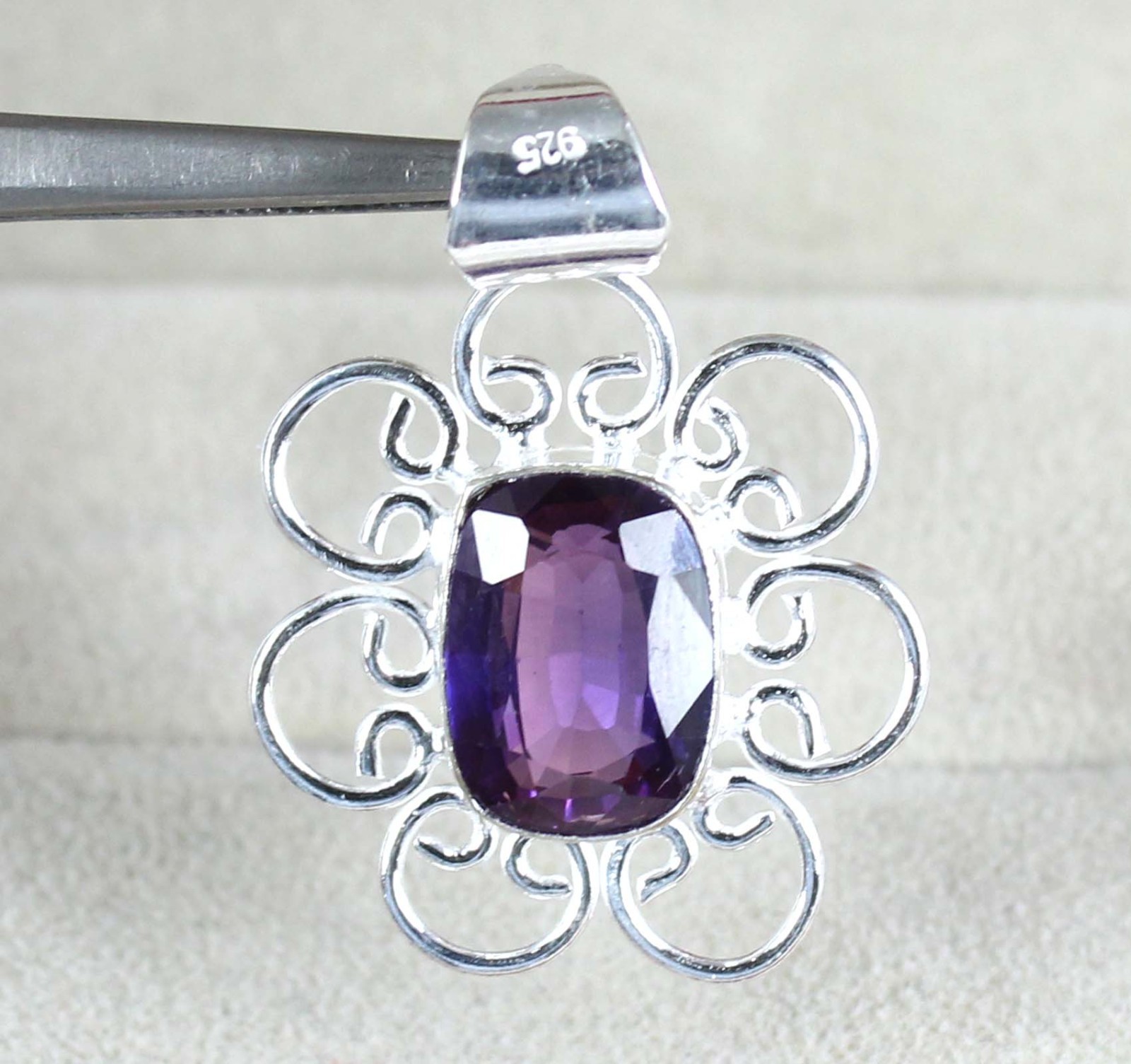 Boysenberry Sapphire 9.85 Ct Natural Cushion Gemstone Men’s Pendant Veterans Day
