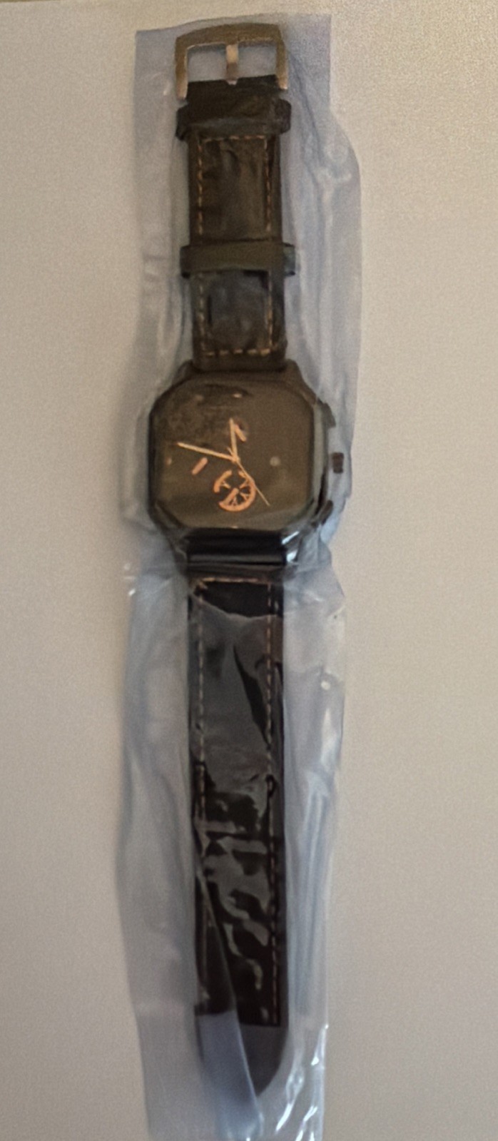Men’s Square Big Dial Watch – PU Leather Strap, Casual Sport Style