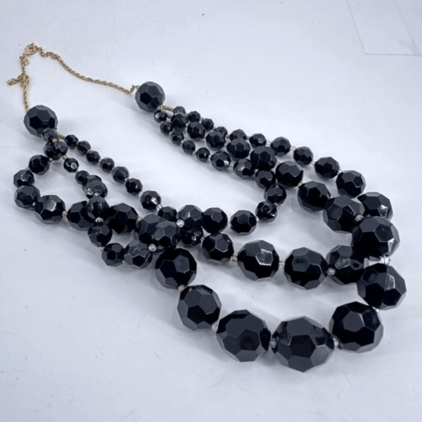 Lydell NYC Multi Strands Faceted Beaded Necklace Black Layered Chunky Y2K