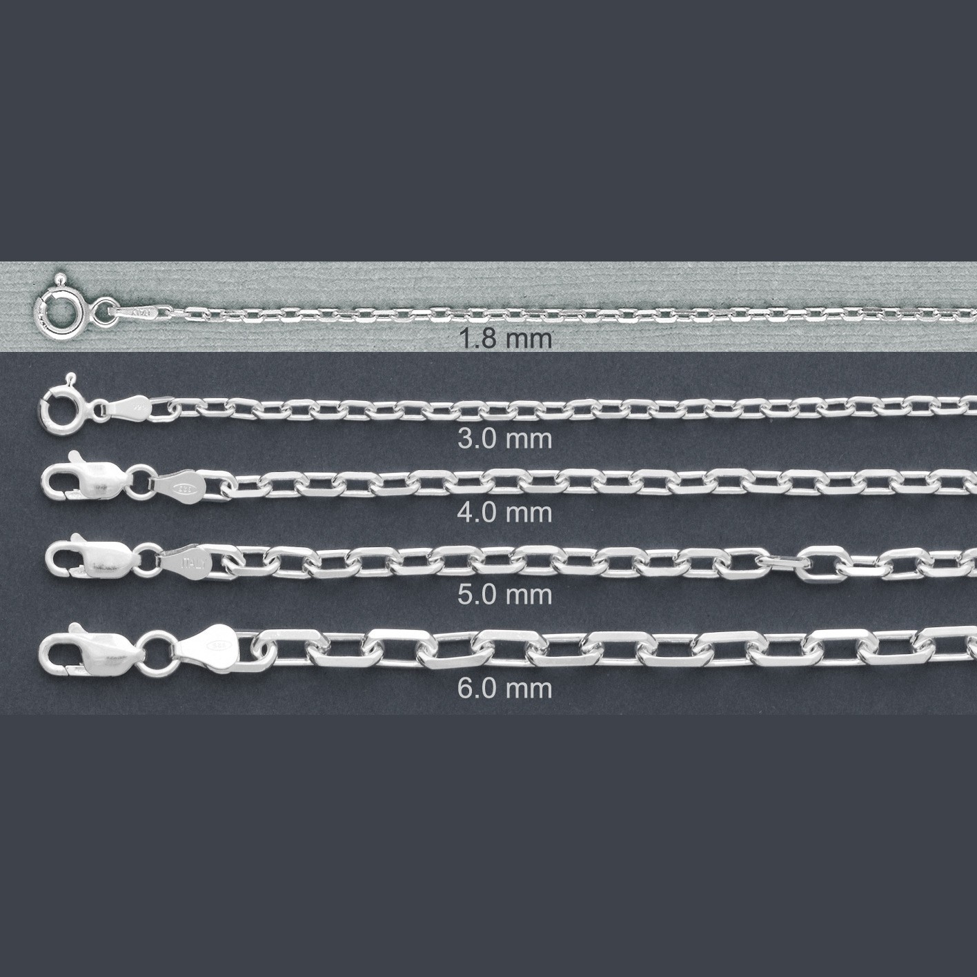 ITALY 925 Sterling Silver Anchor Chain Necklace/Anchor Chain Bracelet-7″~30″