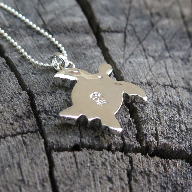 Hawaii Jewelry Koa Wood Honu Turtle Silver Rhodium Plated Brass Pendant BRP1111