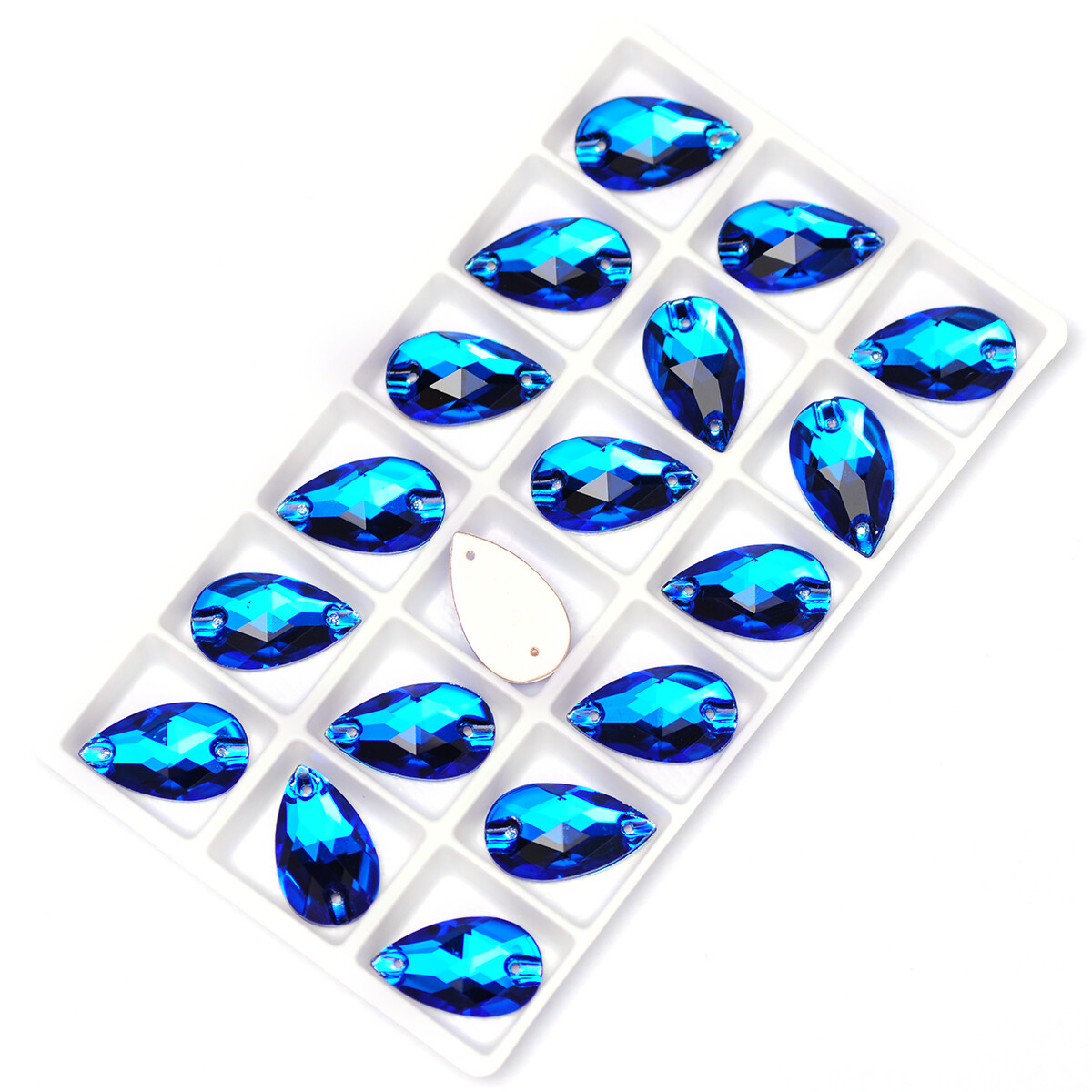 Multicolor Capri Blue Crystals Glass Sew On Rhinestones Flatback With Two Holes