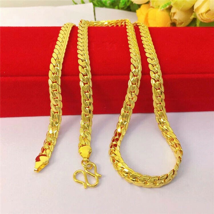 Men’s Chain 22K 23K 24K THAI BAHT GOLD GP Necklace 26 Inch 42 Grams Jewelry