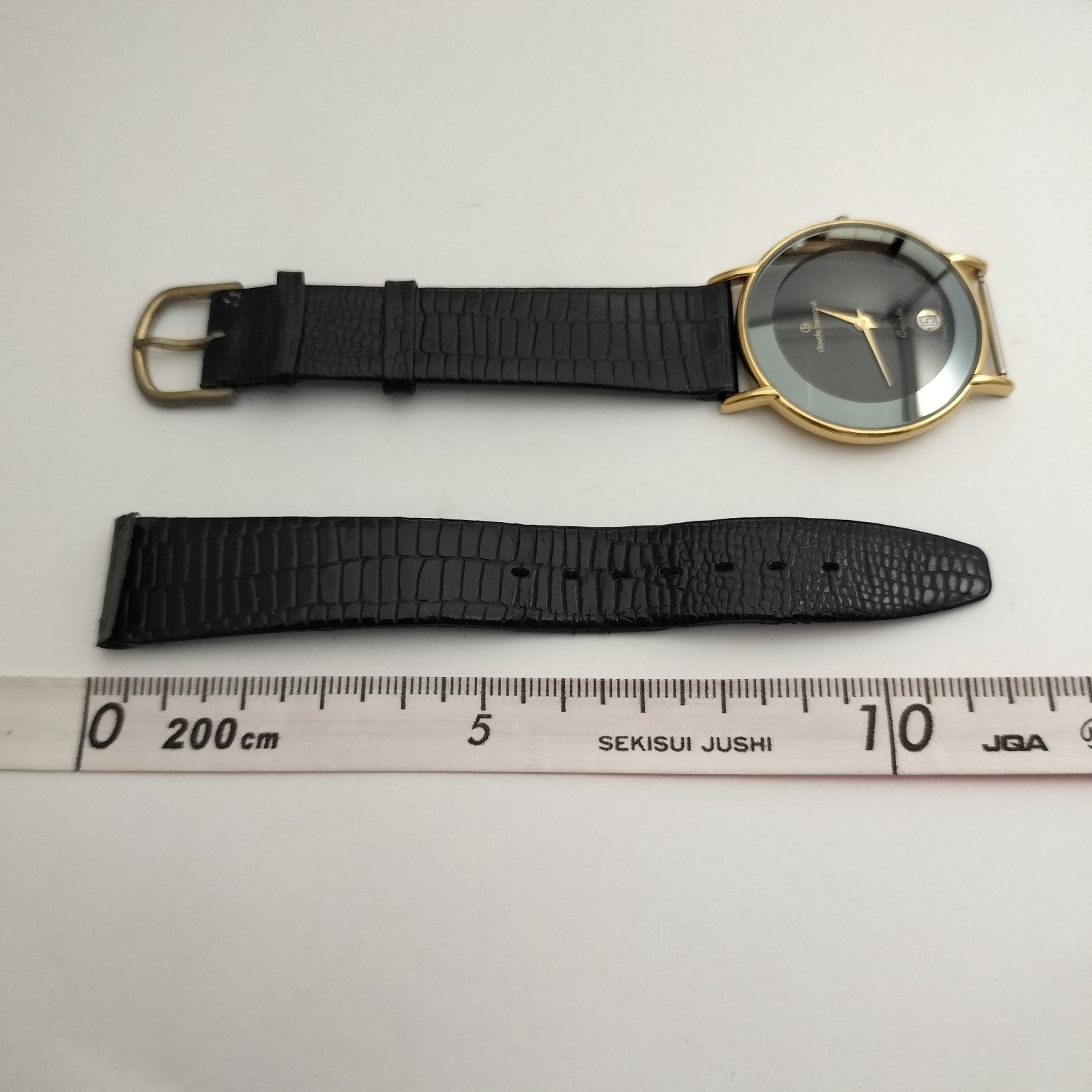 Claude Bernard Swiss Made Watch ETA 955.414 Date Black Gold Luxury Extra Strap