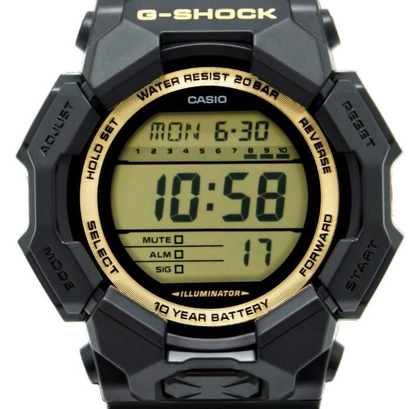 CASIO G-SHOCK GD-010GB-1A9JF Black and Gold Series Big Case Digital Watch 51.9mm