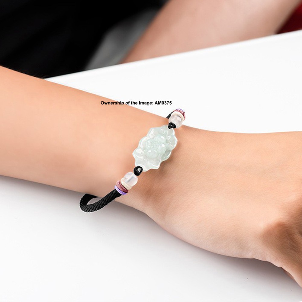 Natural Grade A Jade Jadeite Flower Handmade Women’s Bracelet 14-16CM