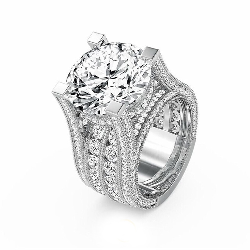 4 Ct Round Cut Diamond Hidden Halo Wedding Engagement Ring 14K White Gold Finish