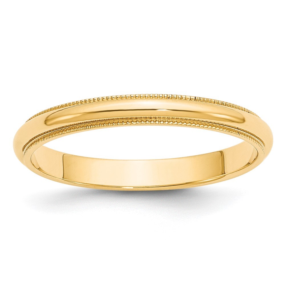 10k Yellow Gold 3mm Milgrain Half Round Wedding Band Ring Size 8
