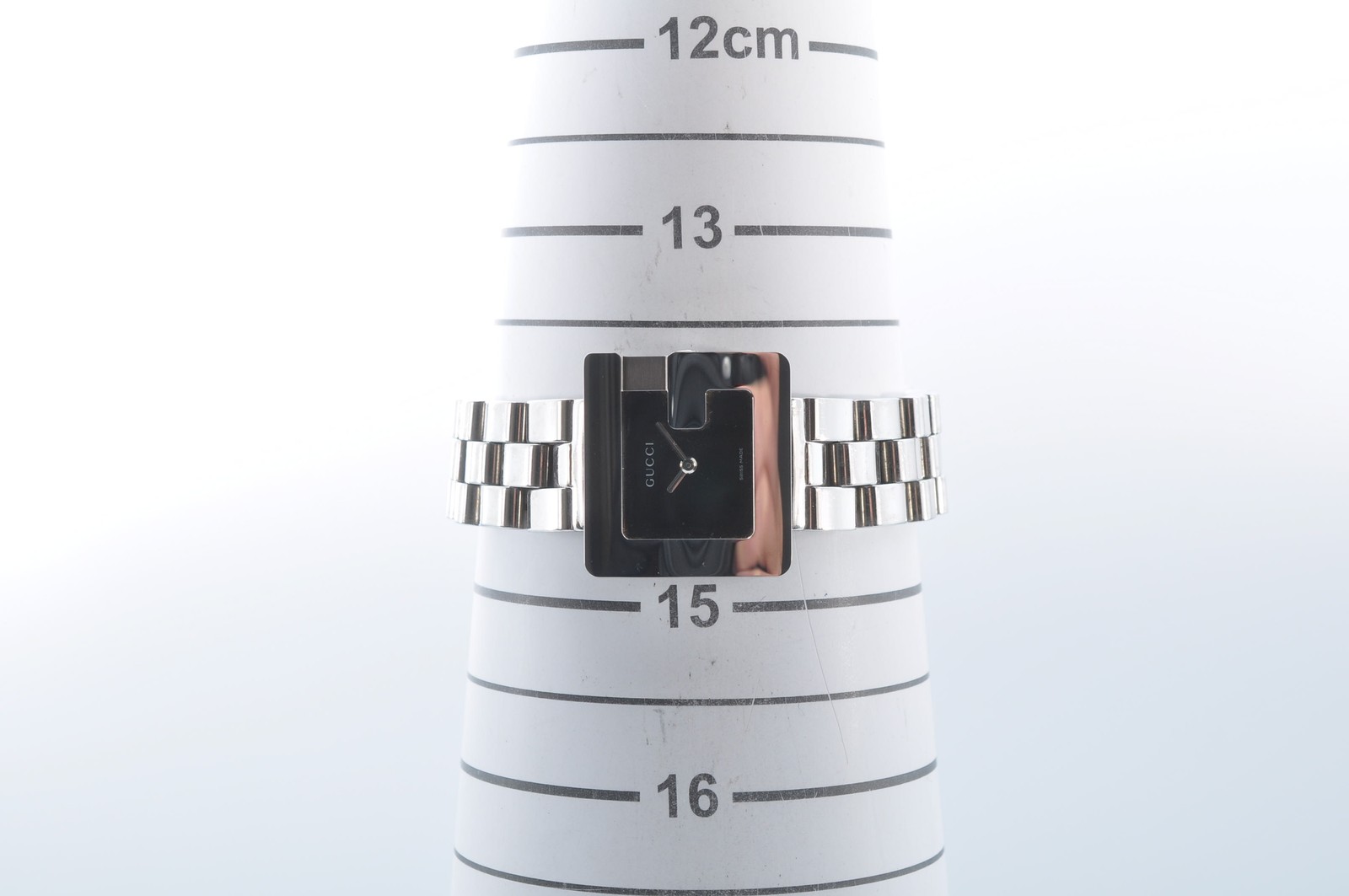 GUCCI 3600L Bezel G Face Quartz Square Silver Watch Women Analog Auth w-1202