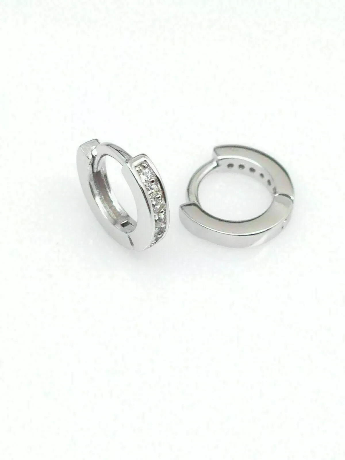 1Ct Round lab created diamond Women’s Tiny Huggie Hoop Earrings 14K White Gold