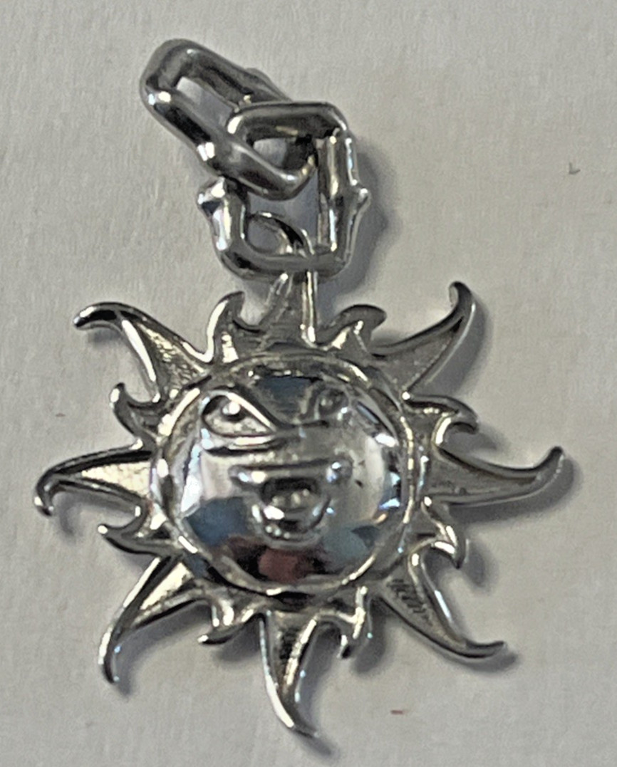 Sunshine Sterling Silver Pendant .925 Happy Face Sun Summer Rays