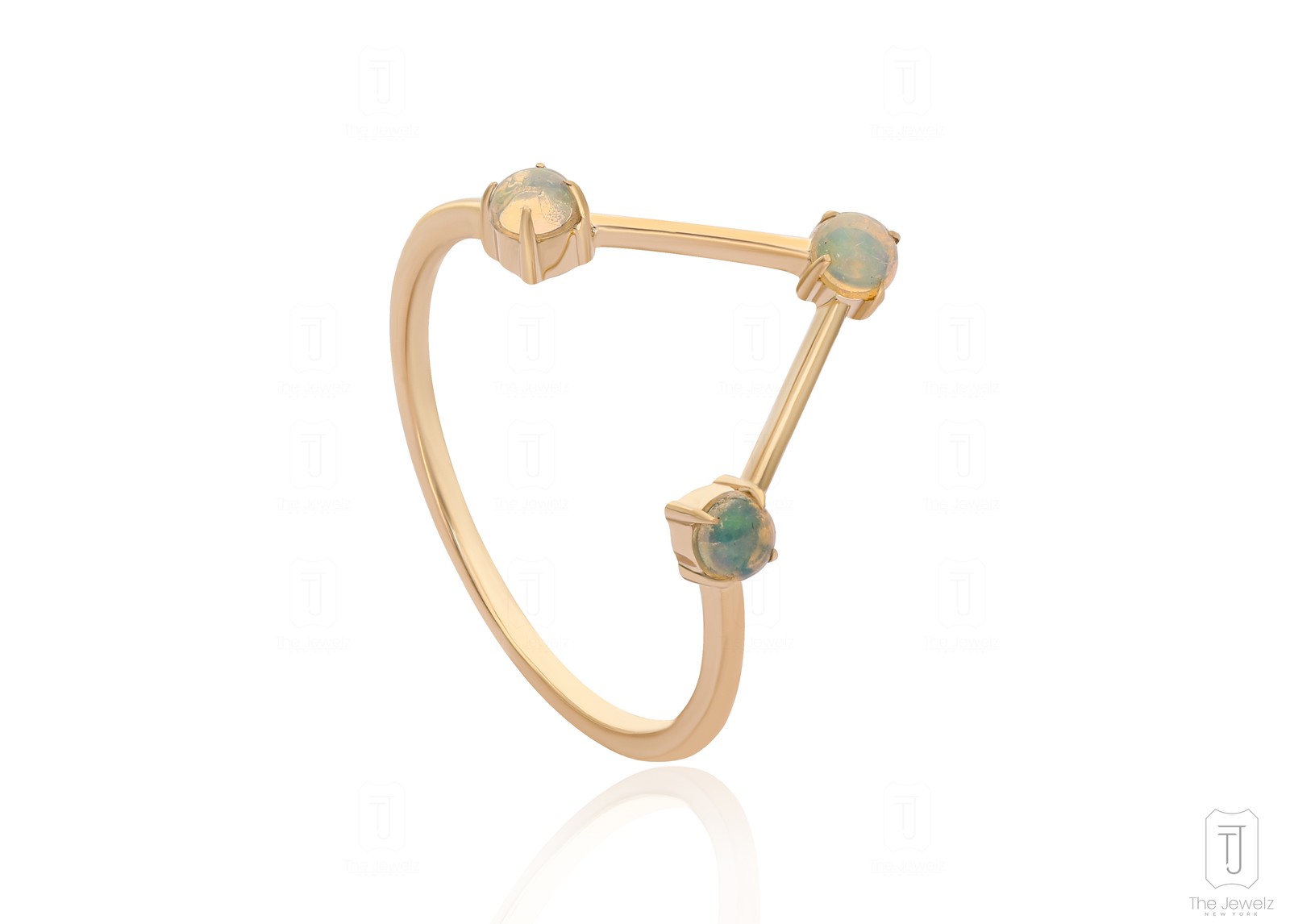 14K Yellow Gold Multi-Gemstone Ring- Option- Pearl/Opal/Moonstone/Turquoise