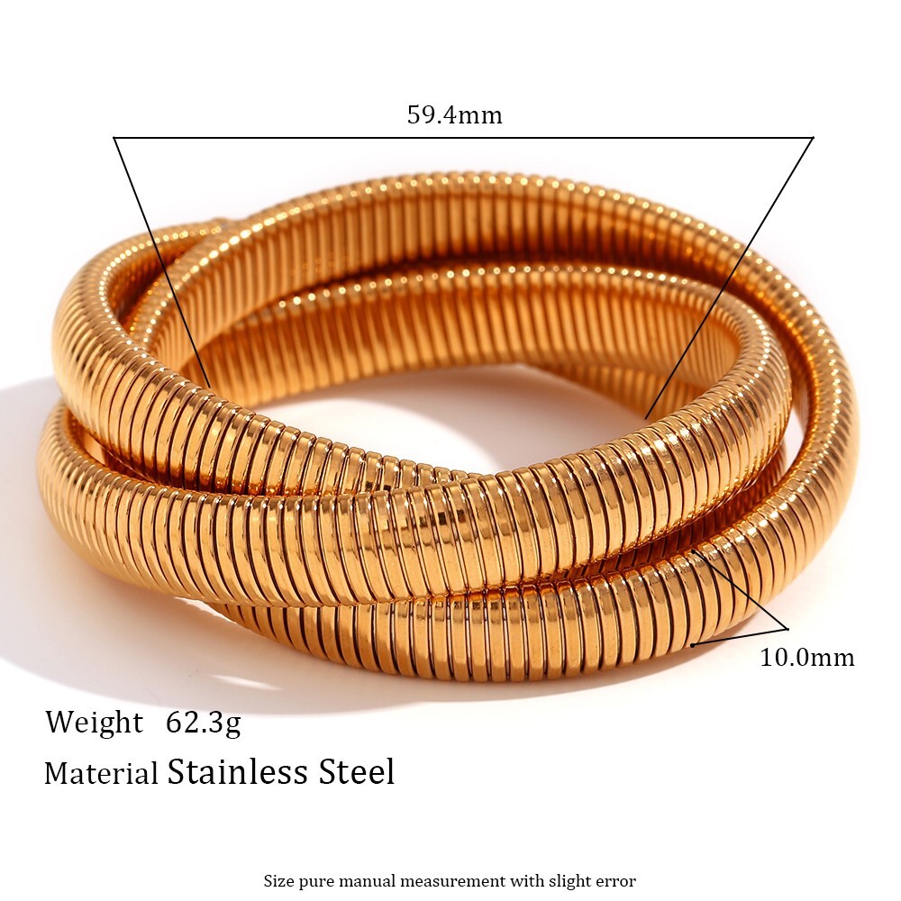 Three-Layer Winding Elastic Chain Gold/Silver Color Stainless Steel Bracelet