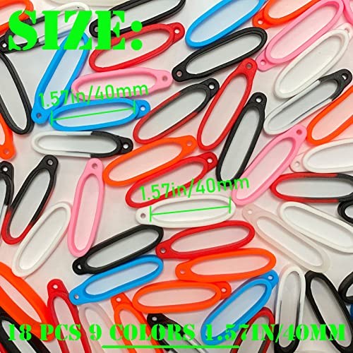 18Pcs 9Colors Anti-Lost Silicone Rubber Rings 18 Pcs 9 Colors 40mm/1.57inch