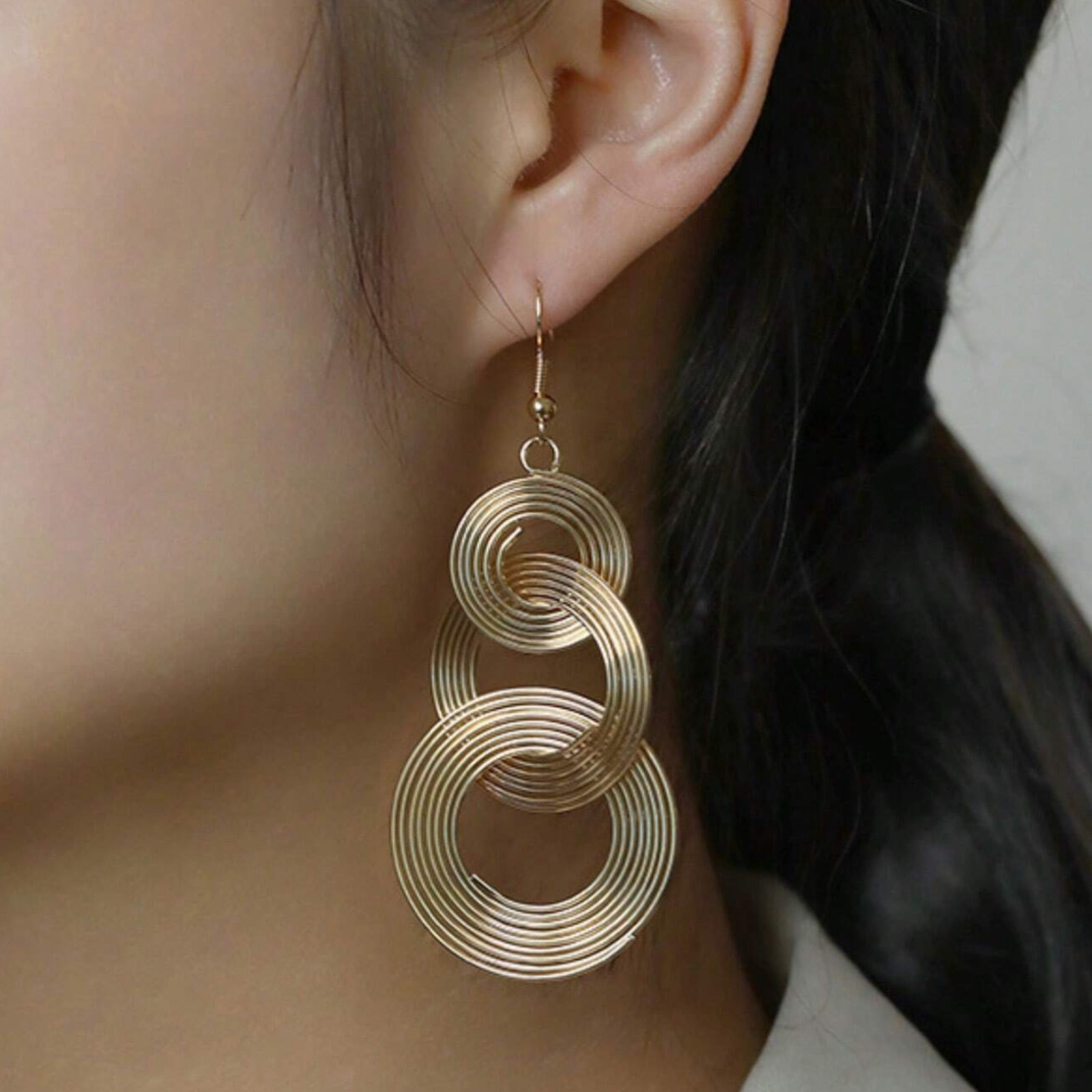 Multi-Layer Big Circle Hoop Drop Earrings Vintage Geometric Metal Dangle Women