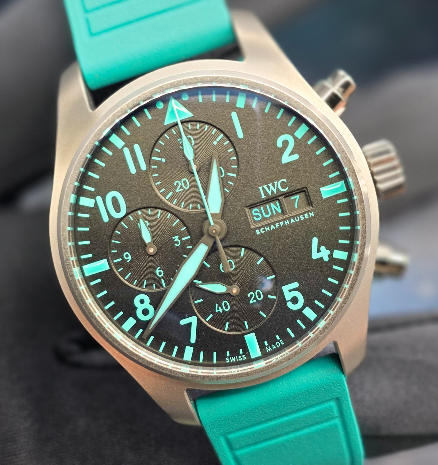 Mercedes-AMG Petronas Formula One 41mm Chronograph Pilots Watch Black IW388108