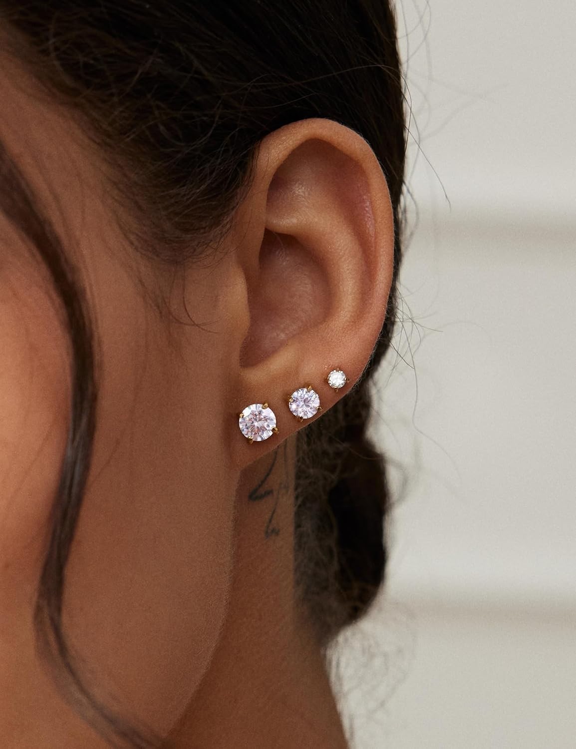 Set of 6 Pairs Hypoallergenic Cubic Zirconia Stud Earrings – Elegant Sizes 3-8mm