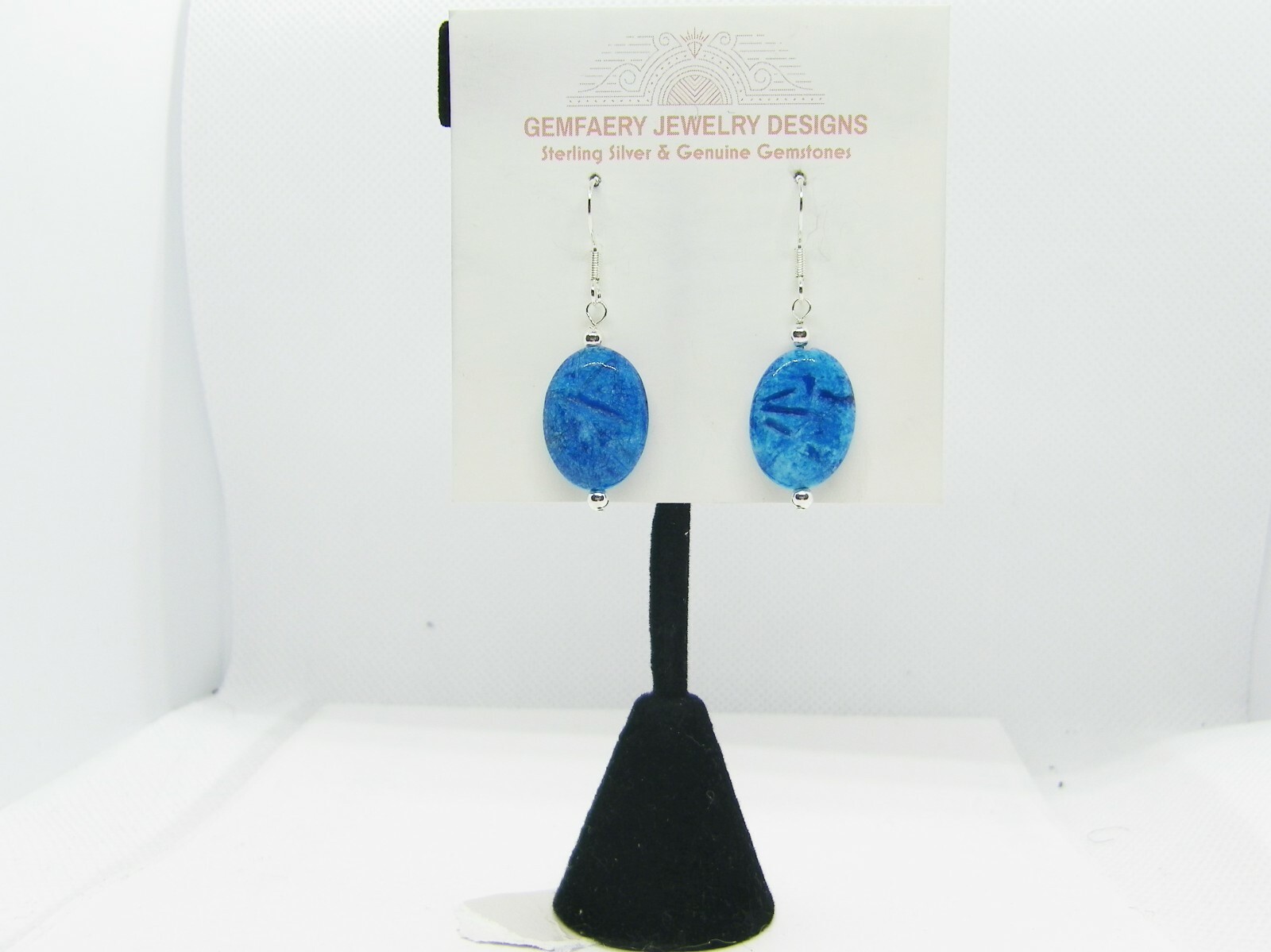 Sterling Silver BLUE CRAZY LACE AGATE Gemstone Earrings #2791…Handmade USA