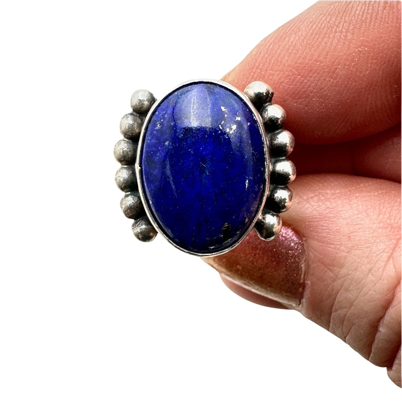 American Southwest Sterling Silver Blue Lapis Lazuli Ring 8.8 Grams Size 5.5