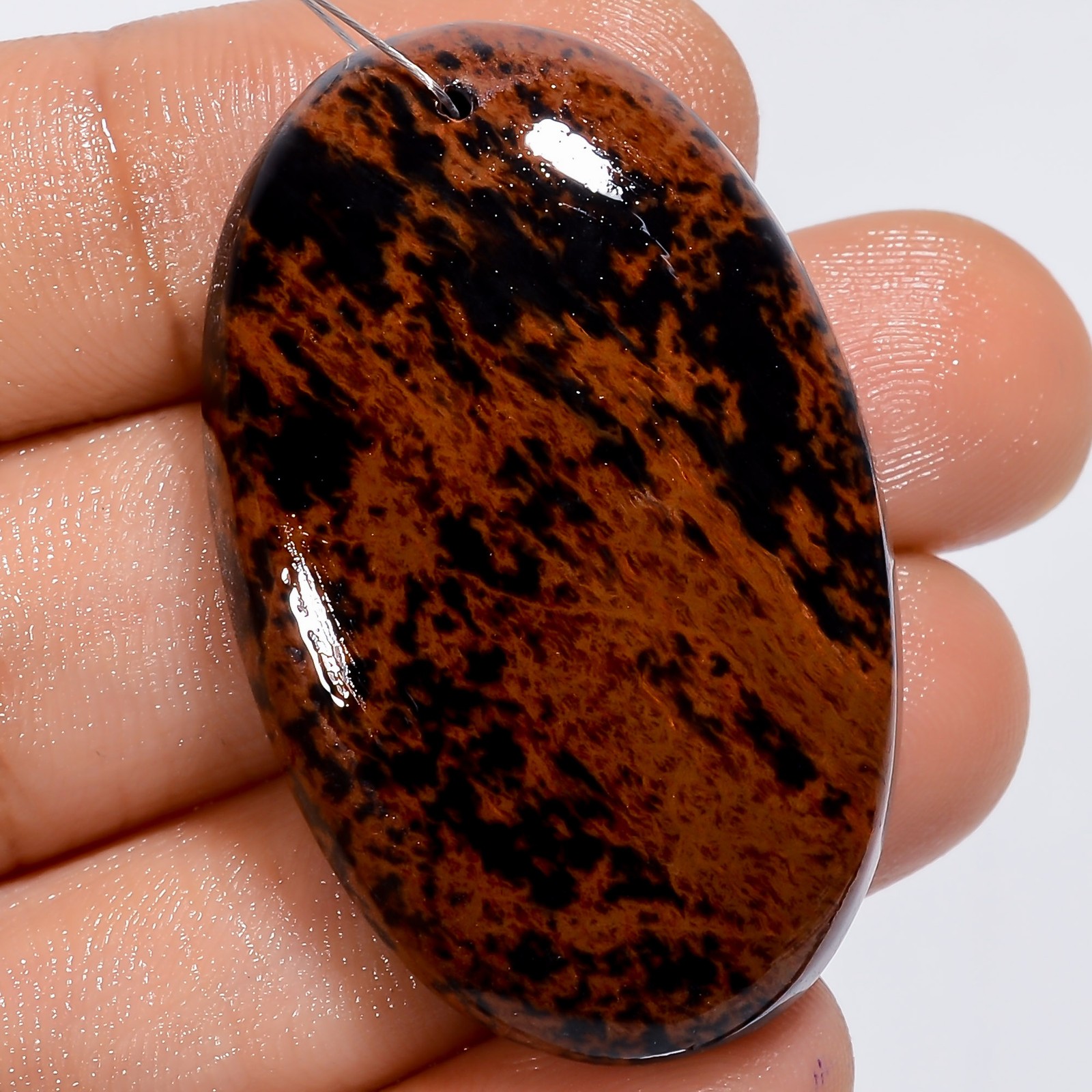 Mahogany Obsidian Oval Cabochon Drilled Gemstone 58.5 Ct. 39X24X6 mm A-34945