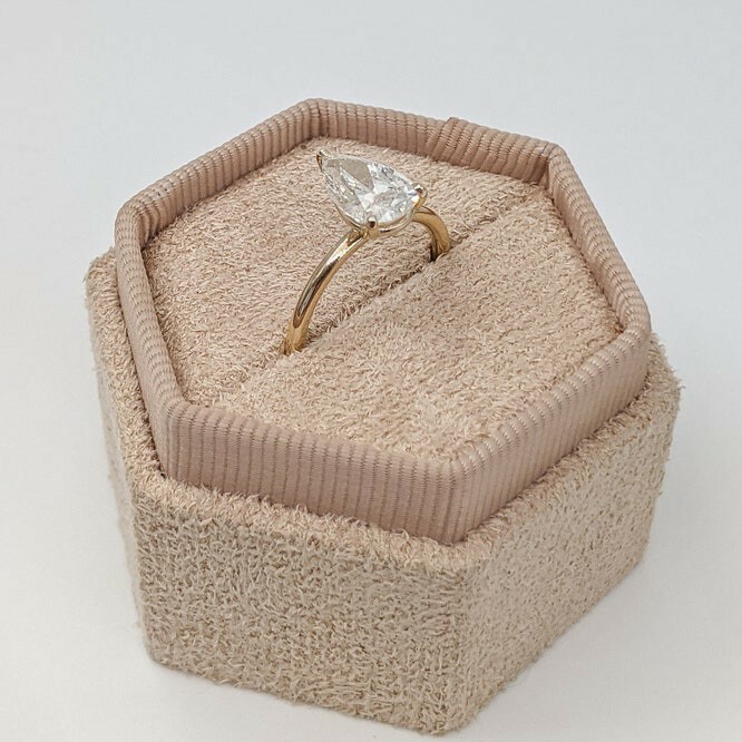 Ring Gold Moissanite 14K Yellow Pear Cut Size 6 7 8 9 1.70 Carat