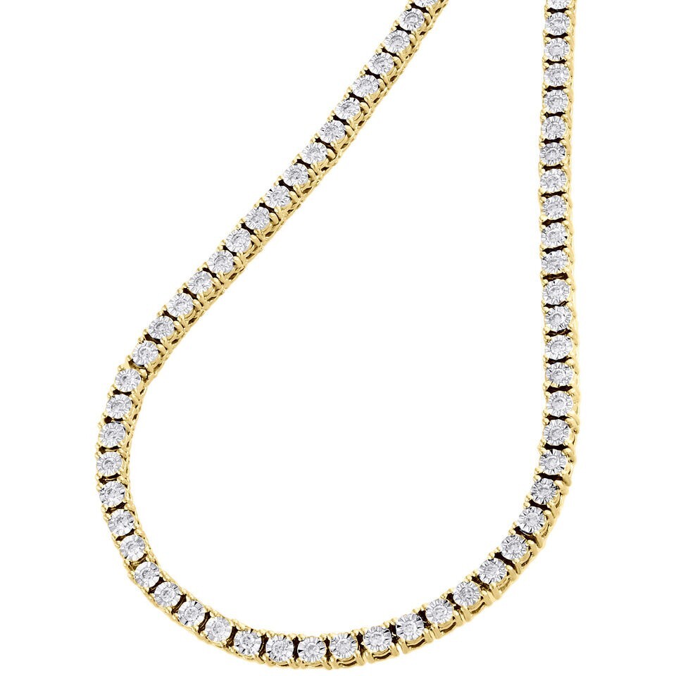 2.50Ct Natural Diamond 10k White Gold 3mm Tennis Chain Men’s Necklace 26″in