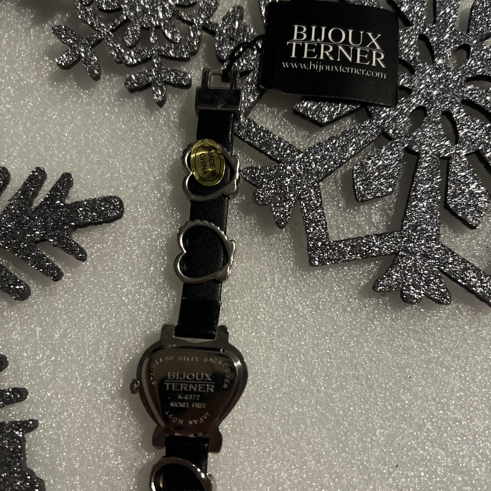 New W/ Tags Heart Shape Black & Silver Bijoux Terner Women’s Watch Needs Battery