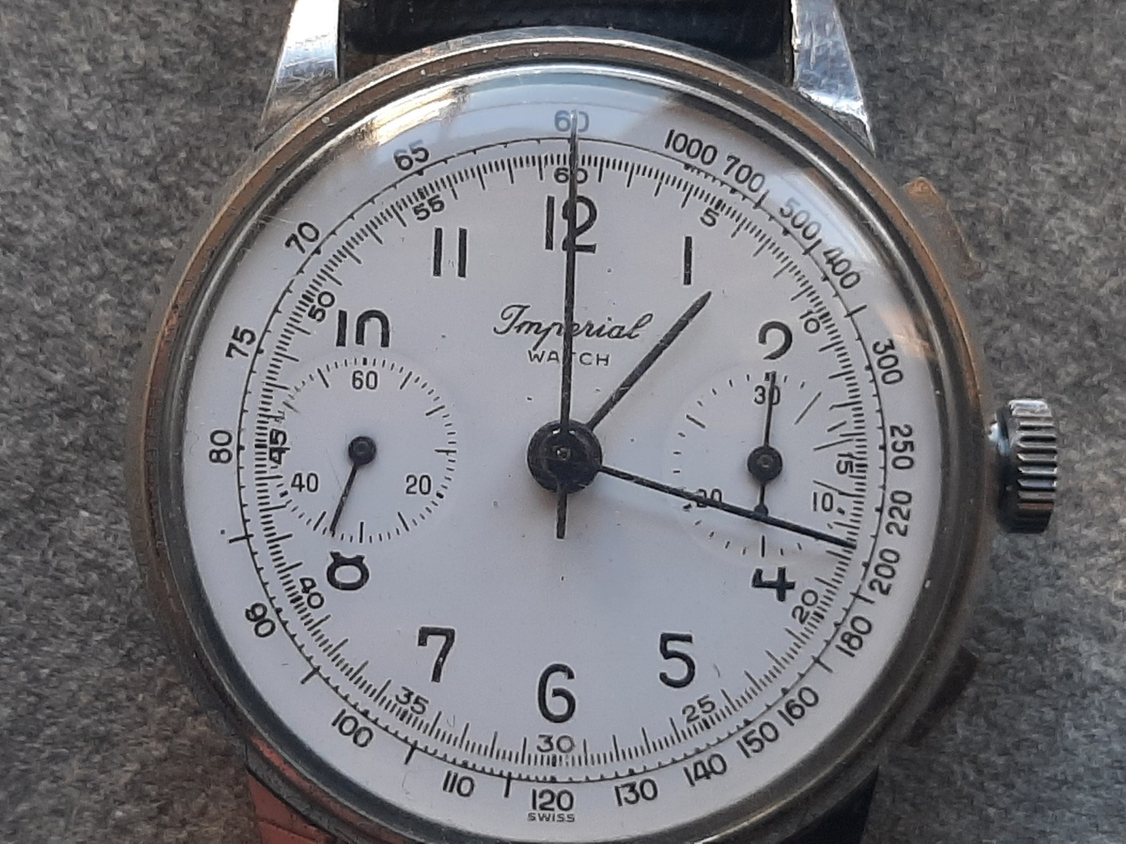 RARE IMPERIAL WATCH MANUAL CHRONOGRAPH 1950s Cal. LANDERON 52 Column Wheel