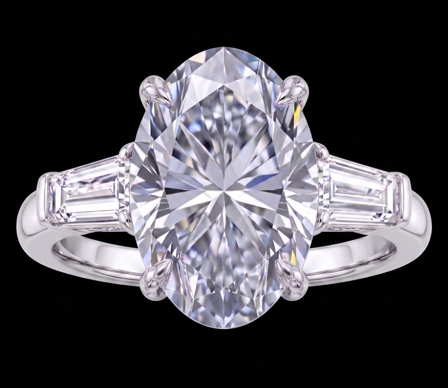 8.00 Ct Certified Oval Shape White Natural Diamond Ring VVS1 White Gold Finish