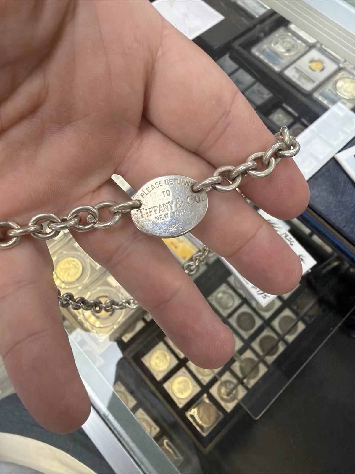 Tiffany & Co. – Vintage “Please Return To Tiffany” Oval Tag Necklace 14-15 Inch