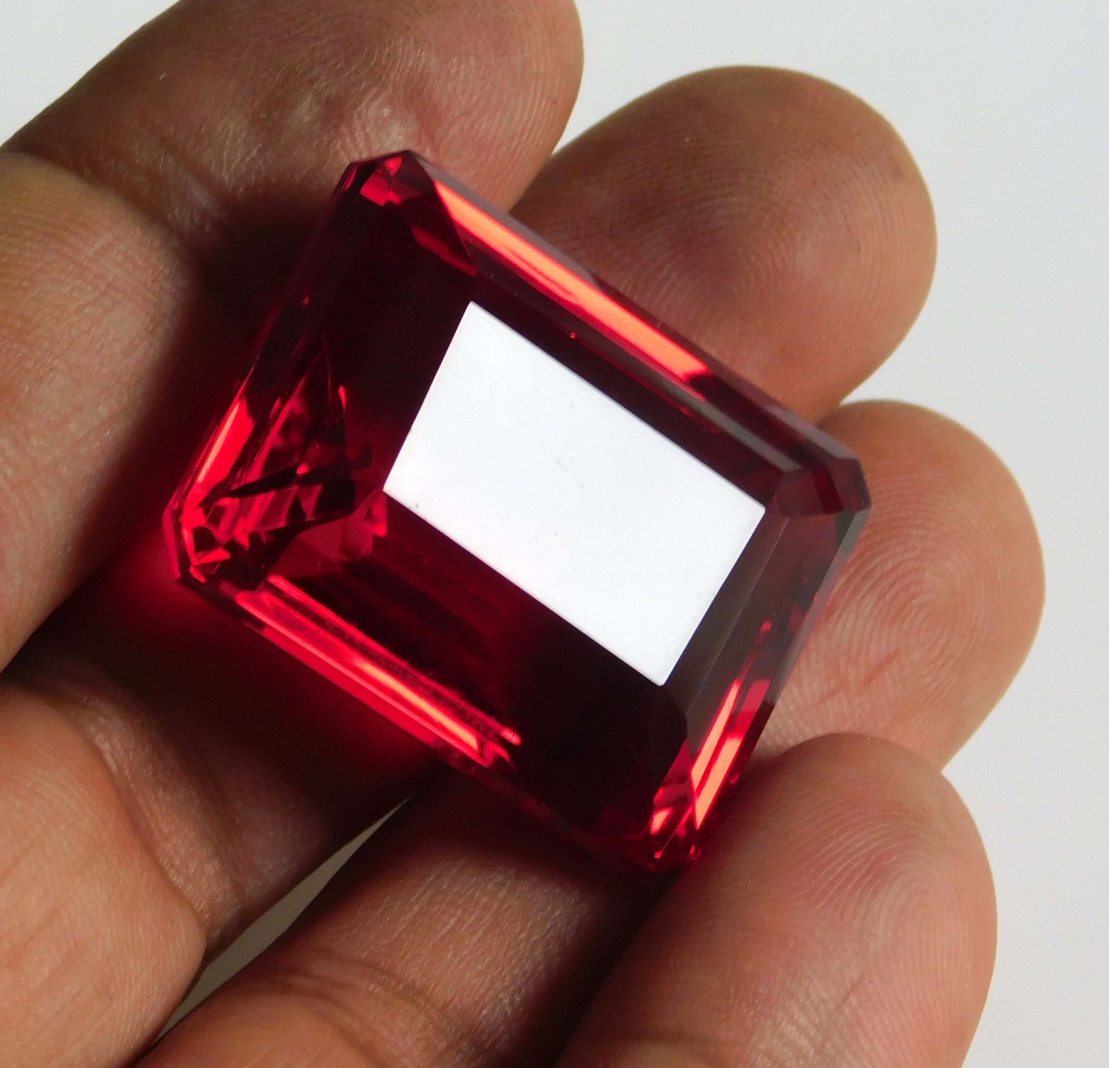 90.80cts. Natural Emerald Cut Translucent Madagascar Red Ruby Loose Gemstone