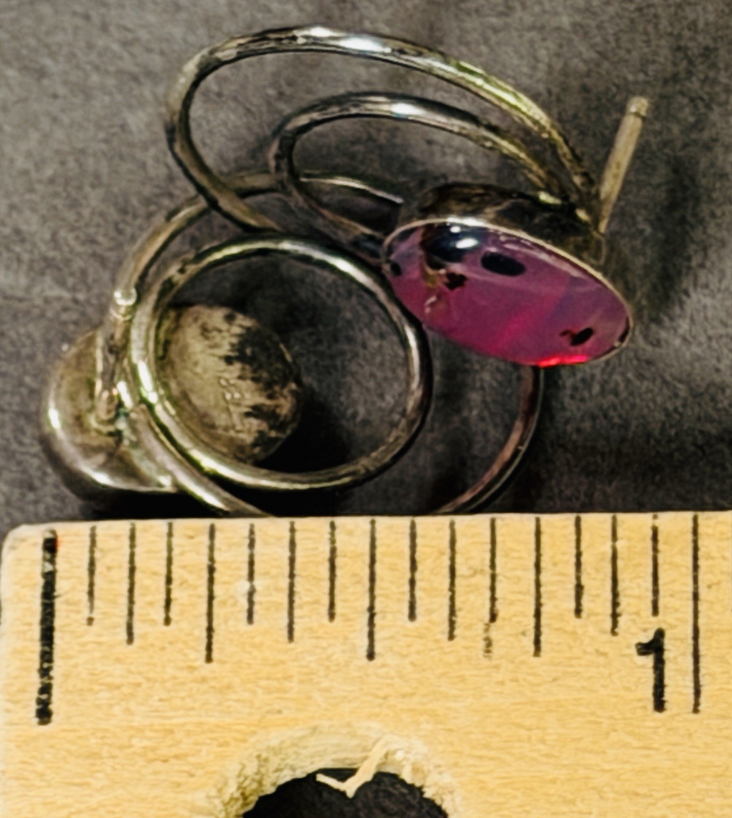 VTG Earrings Sterling Silver 925 & Fire-Agate Hot-Pink Boho-Chic Southwestern