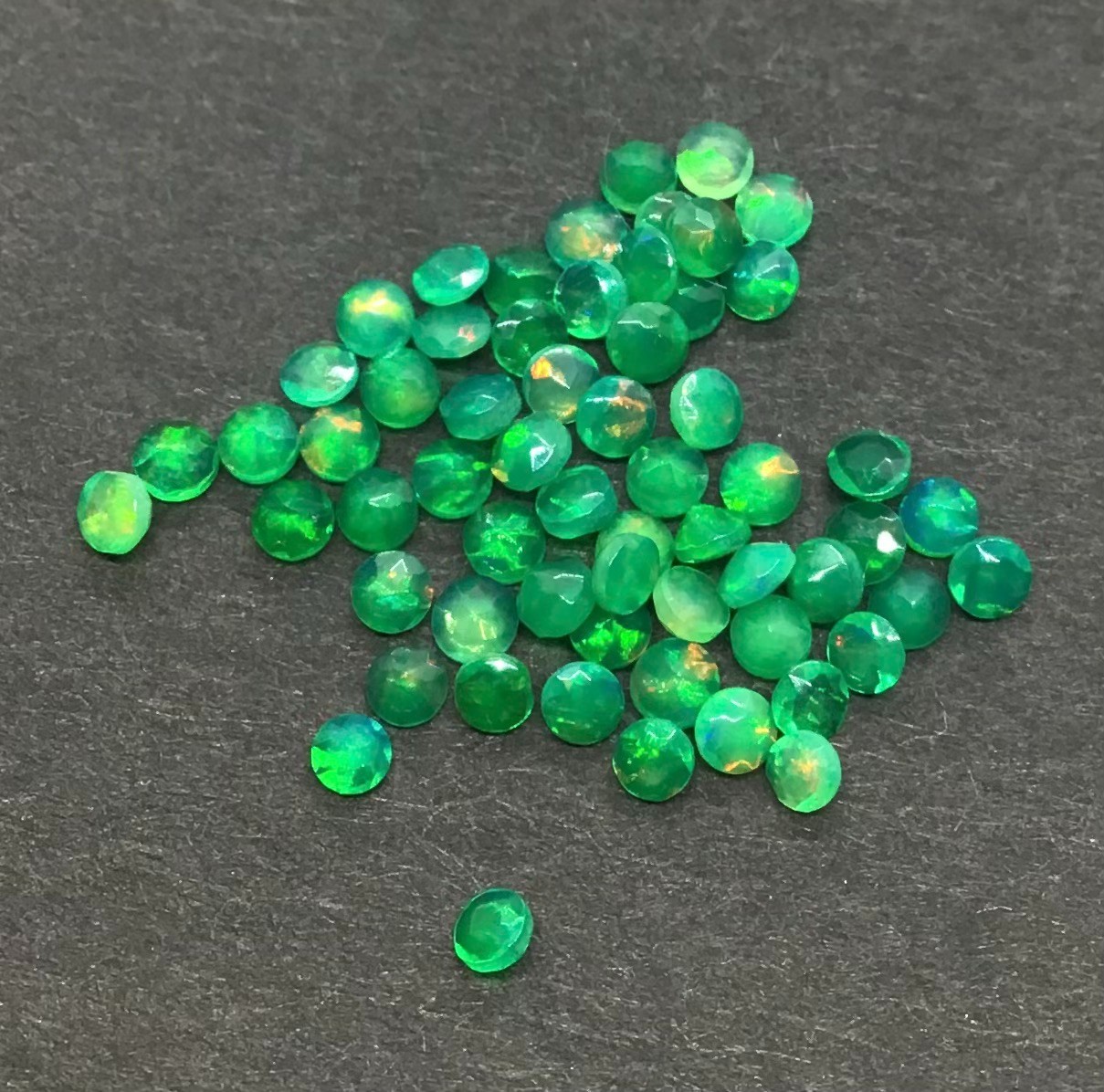 AAA Natural Ethiopian Green Fire Opal Round Cut Loose Gemstone For All Jewelry