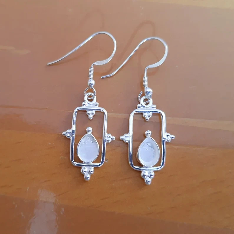 925 Sterling Silver 5x7mm Pear Hook Dangle Earrings Semi Mount DIY Jewelry