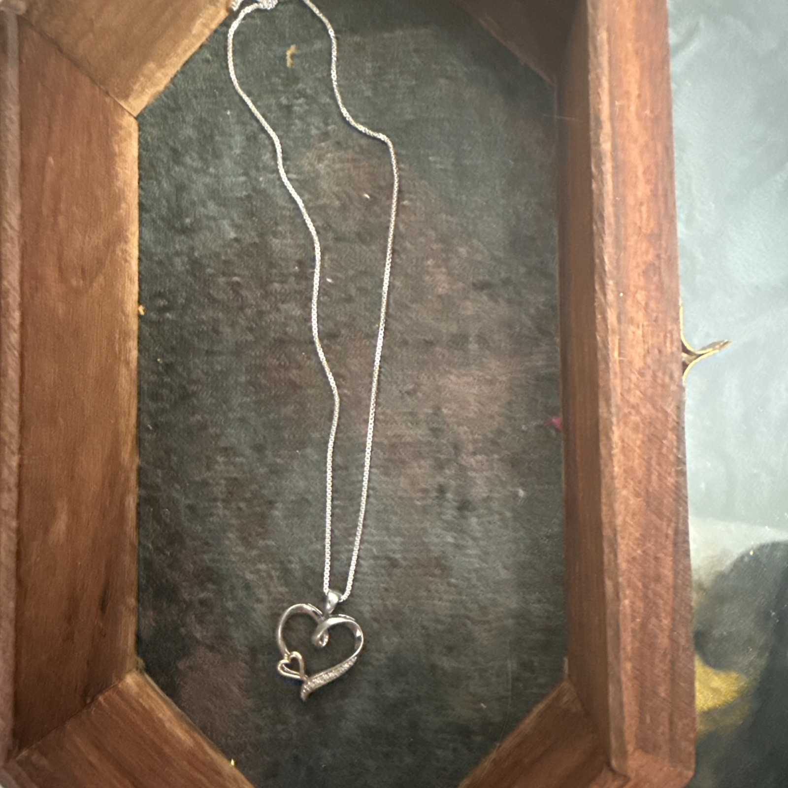 Vtg 925 Sterling Silver 10k Gold Overlay Heart Pendant Chain Link Necklace 18″
