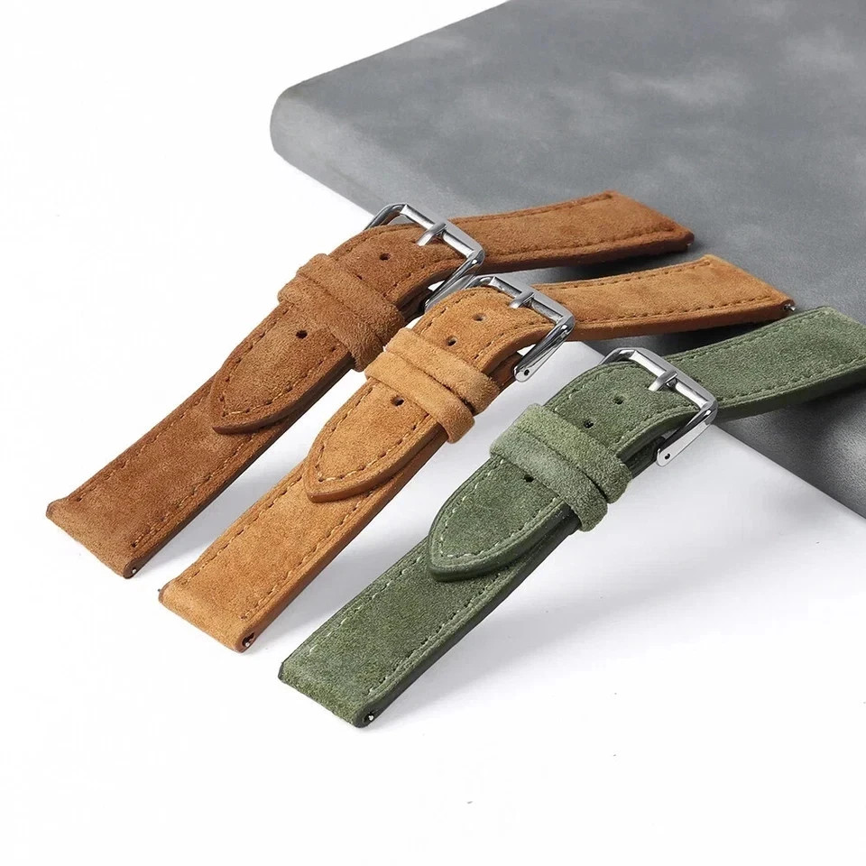 New Soft Suede Leather Watch Band Straps Stainless Steel Buckle 18/19/20/22/24mm