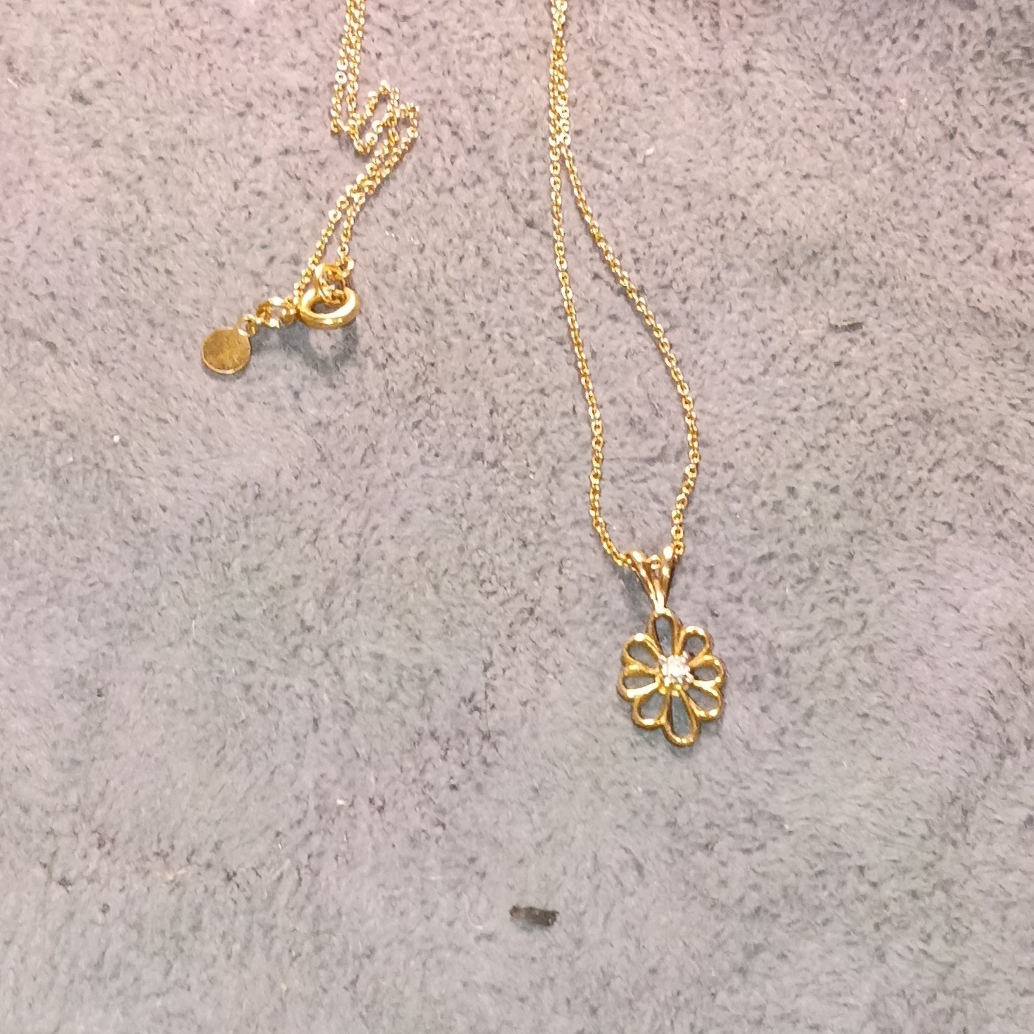 1/20th 14K Gold Tone Flower Charm Pendant Cable Chain Necklace Lobster