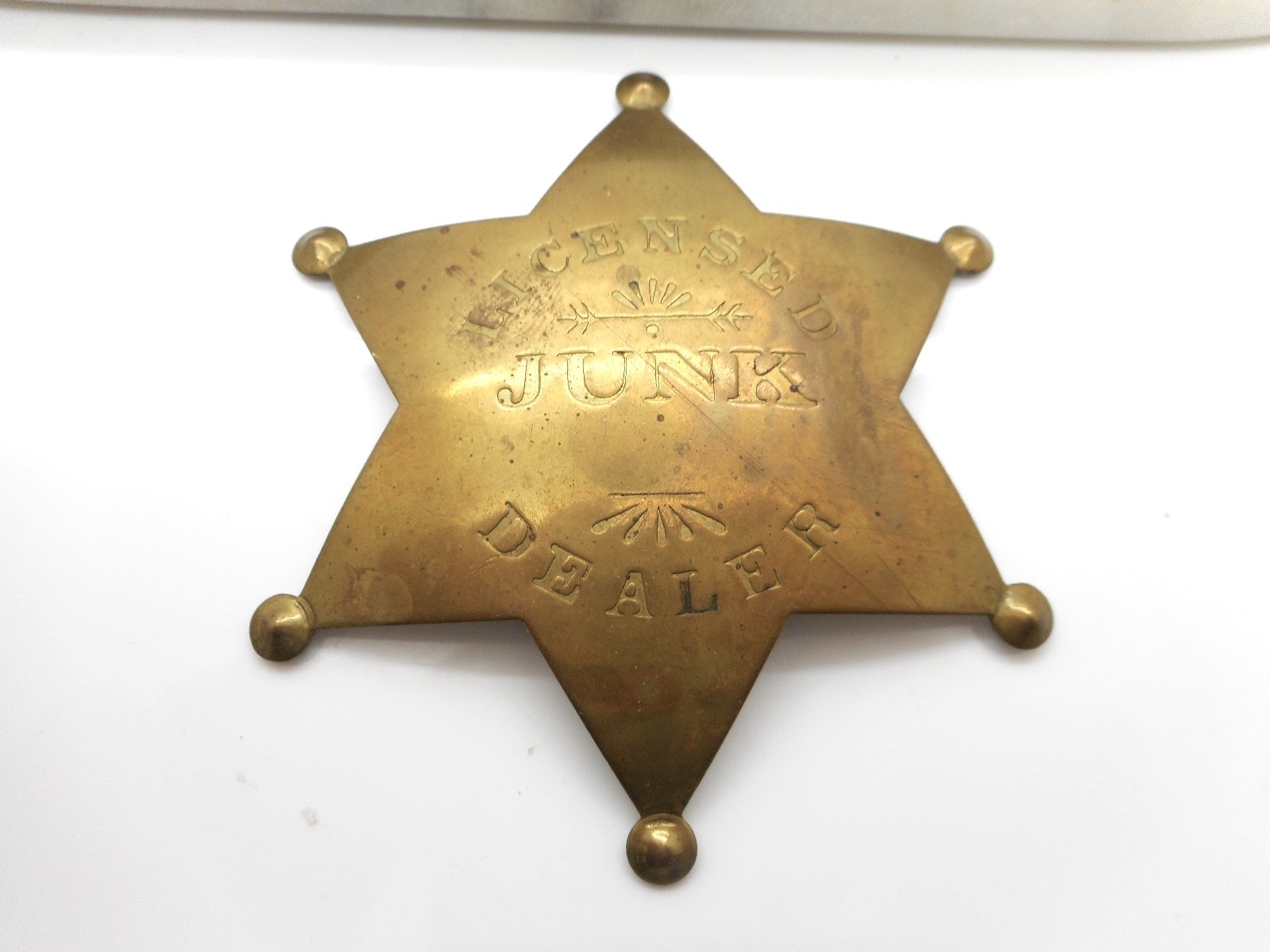 Licensed Junk Dealer Large Brooch 1970’s Brass