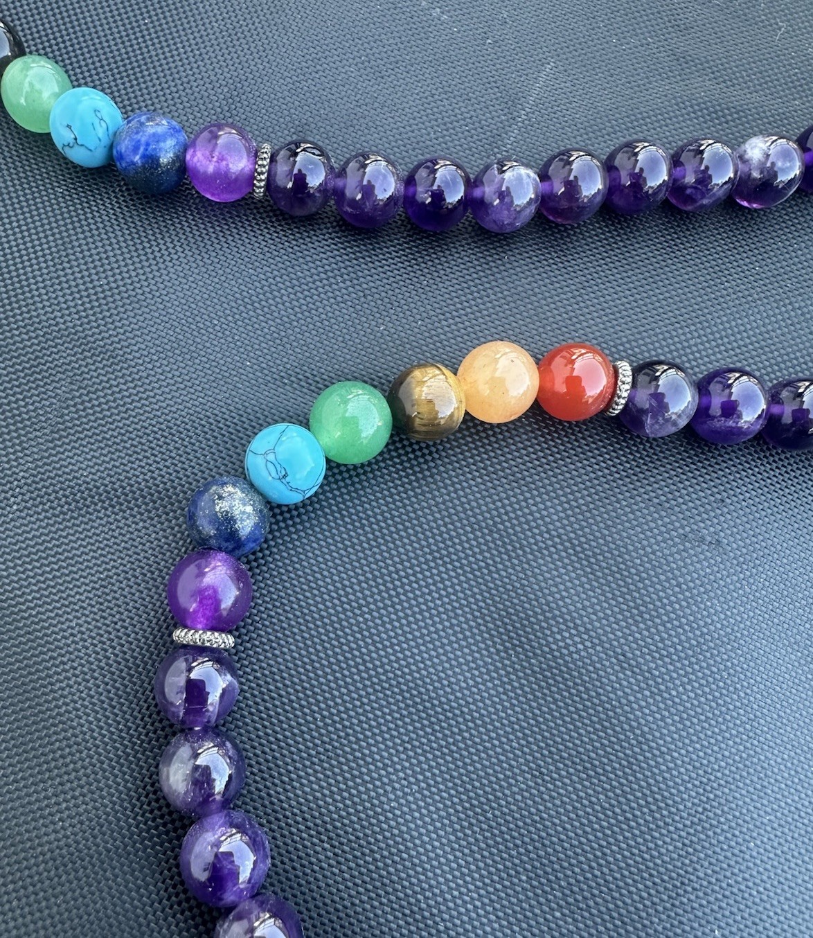 Multicolor Bead Amethyst Chakra Stone Tree of Life Necklace