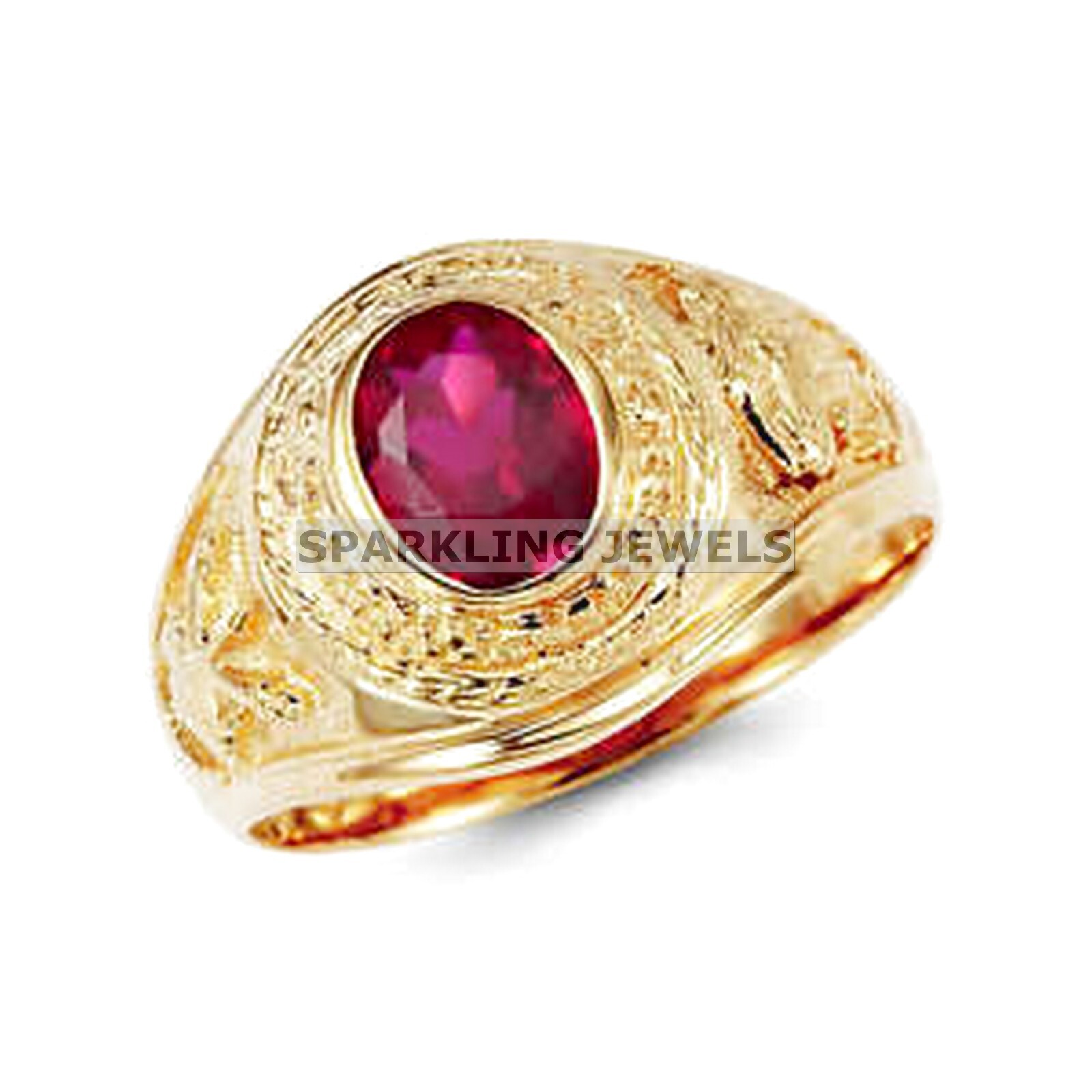 Lustrous Ruby Oval Cut With 14K Solid Gold Ring For Men #645