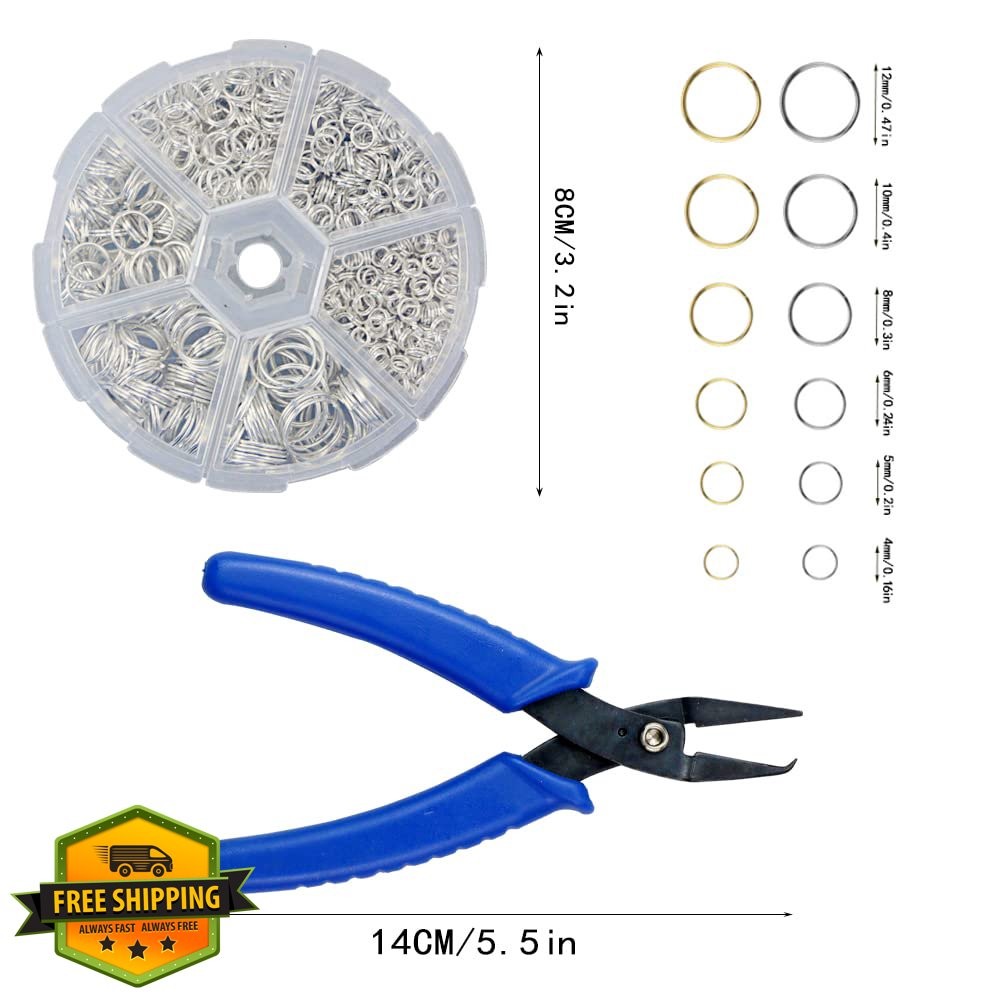 YEXPRESS 1380 Split Rings Double Loop 4-12mm with Pliers