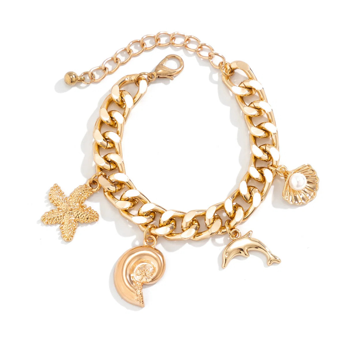Boho Conch Dolphin Starfish Pendant Choker Necklace for Women