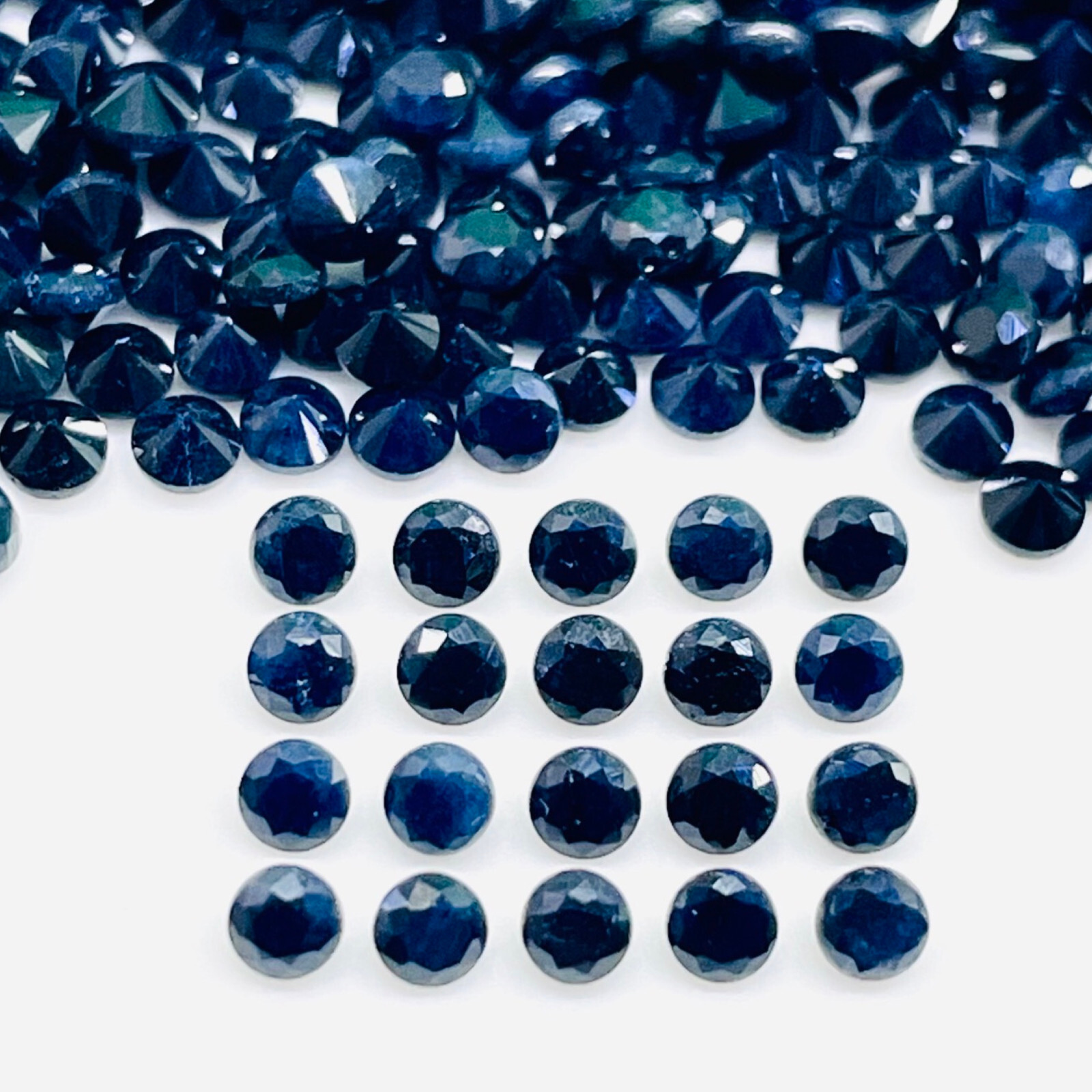 Natural Blue Sapphire 50 Pcs 2.5mm Round Diamond Cut Calibrated Loose Gemstones