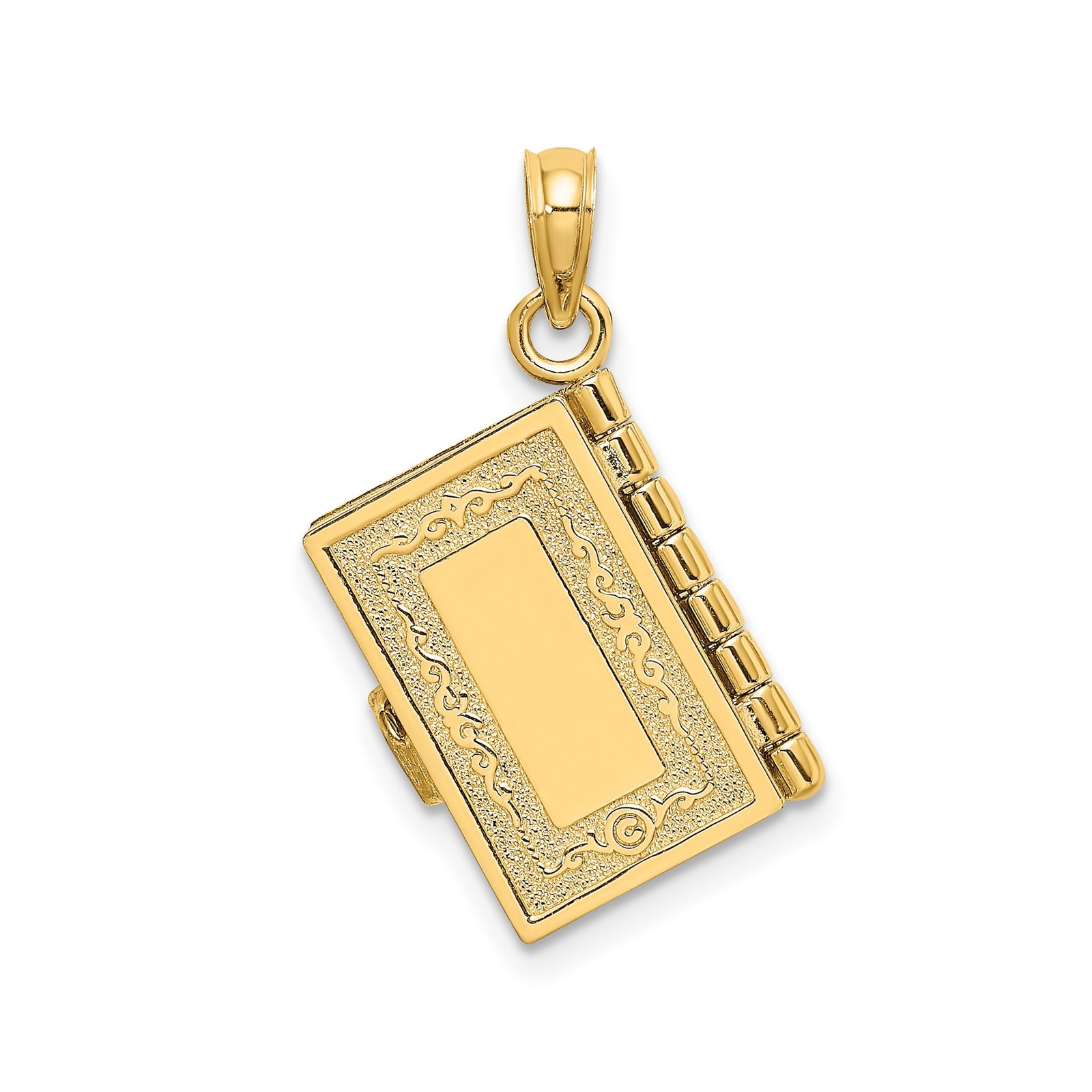 10K Yellow Gold Santa Biblia Bible Christian Cross Pendant 24.7mm
