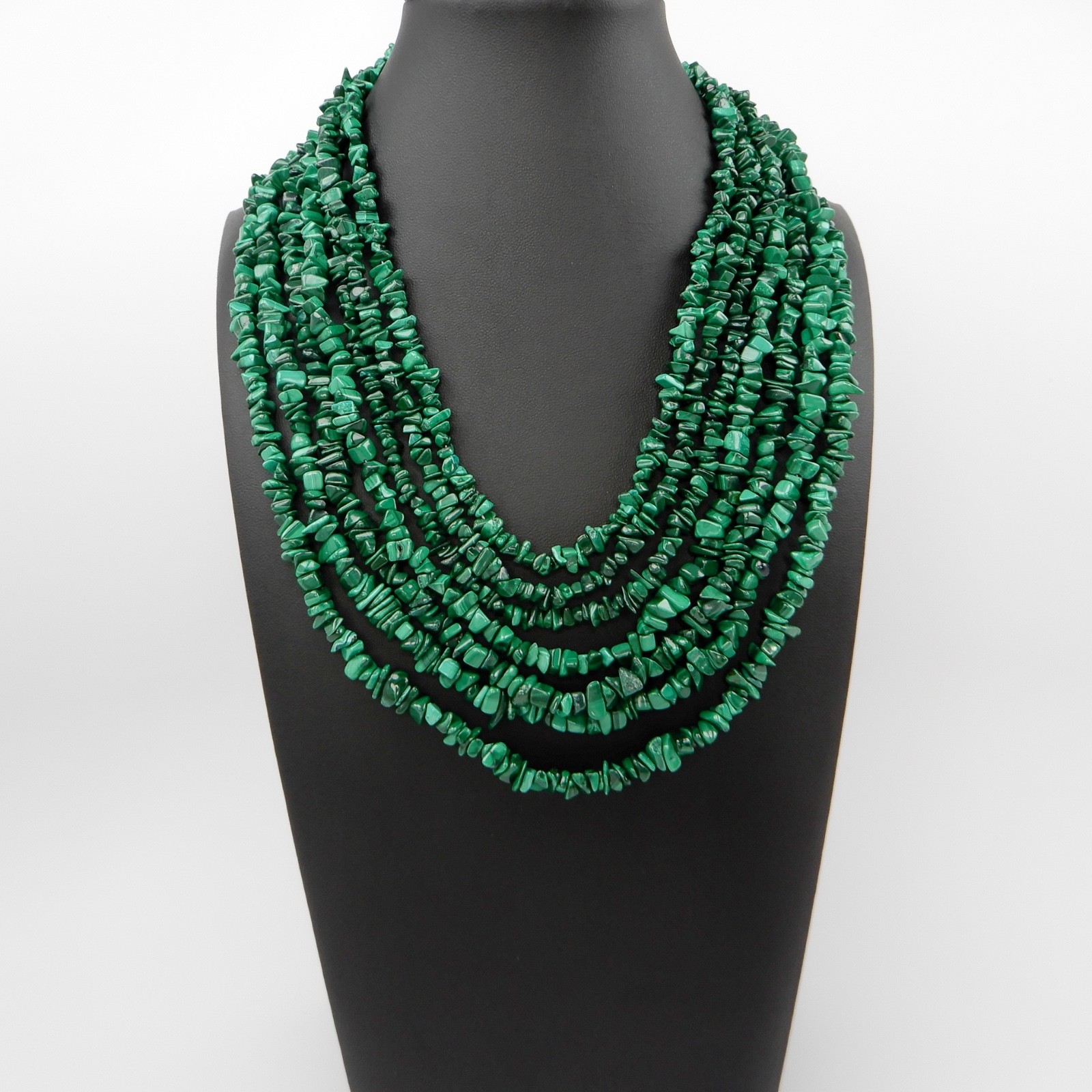 Mine Finds By Jay King 7 Strand Genuine Malachite Waterfall Necklace 18-21”