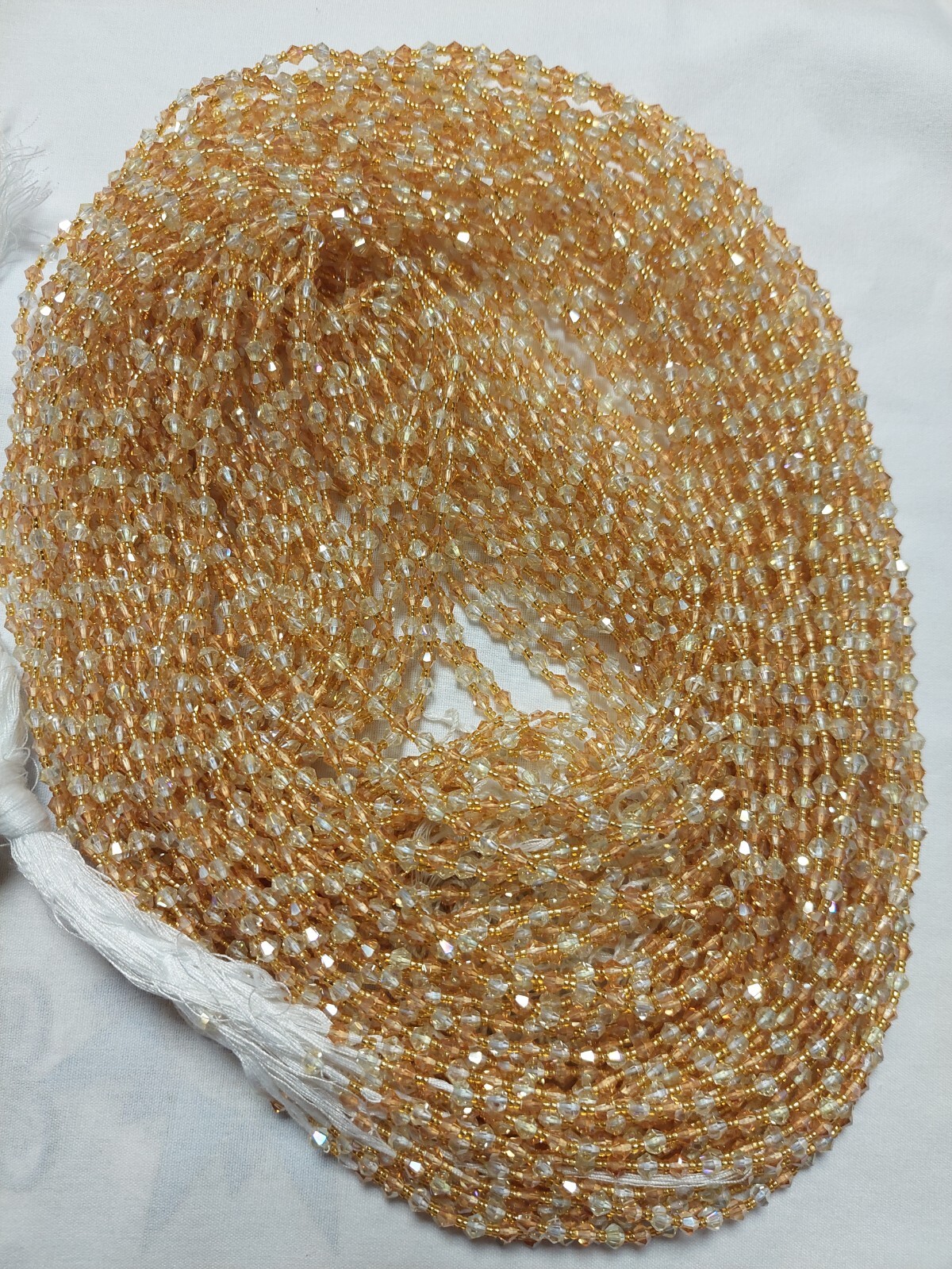 Crystal Tie on African Waist Beads Waistline Belly Chain for weight loss(42in/
